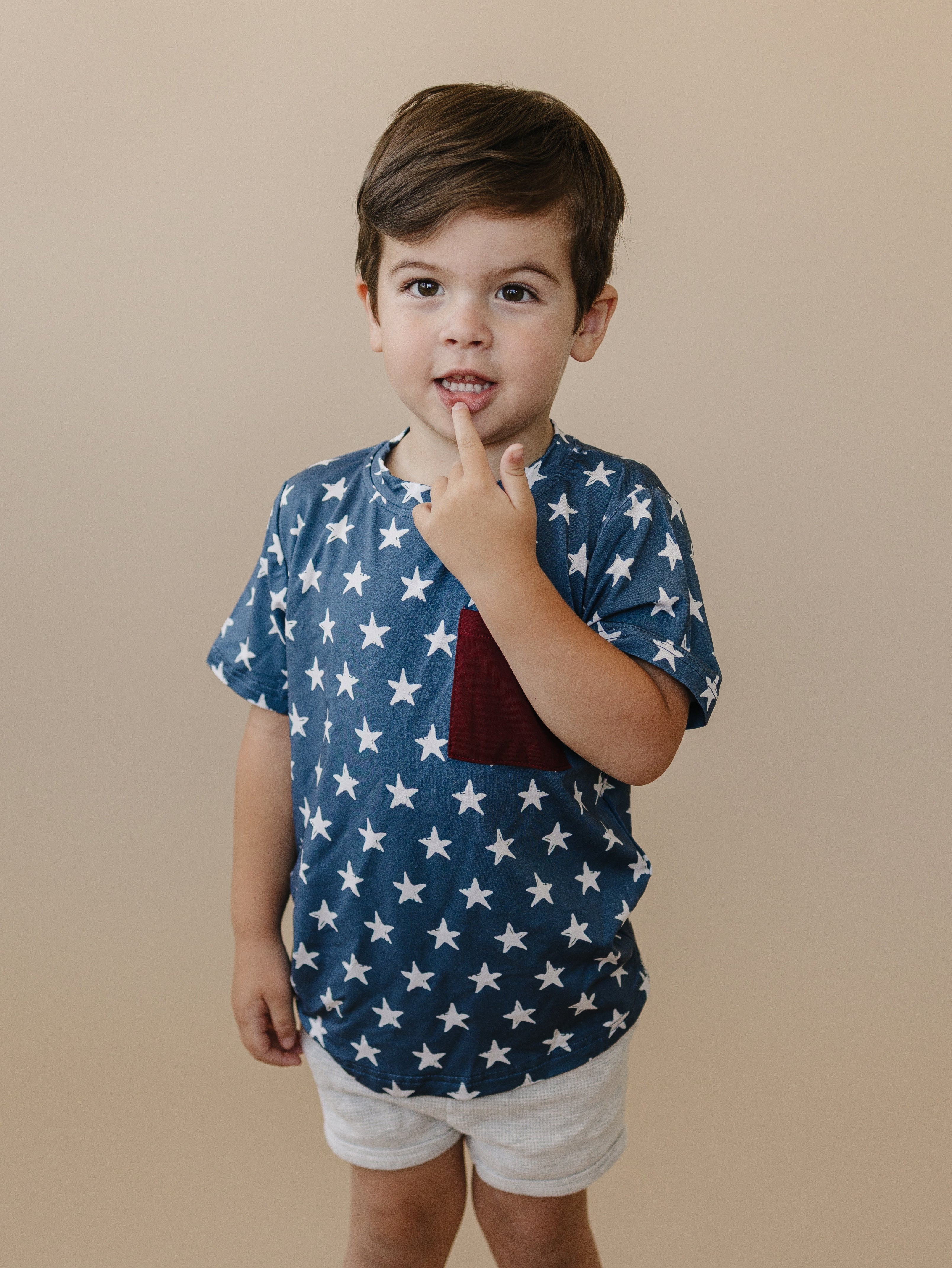 Navy Stars 4th Of July Bamboo Pocket Tee