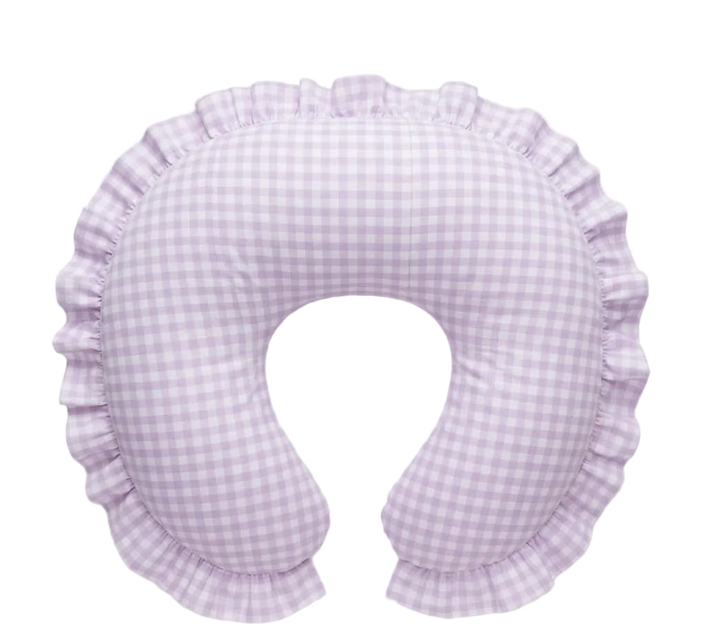 Purple Gingham Ruffle Nursing Pillow Cover