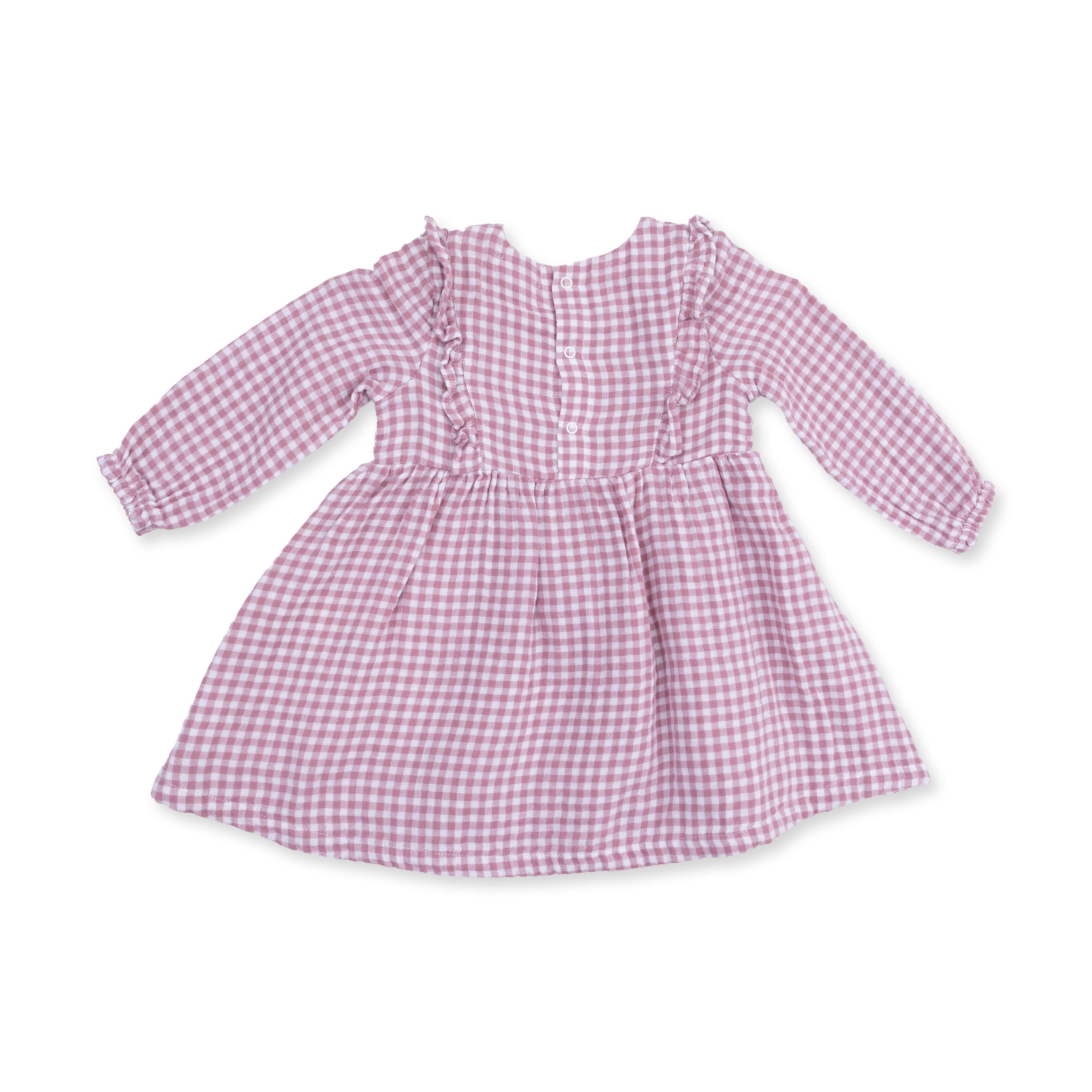 Berry Gingham - Long Sleeve Ruffle Dress And Legging