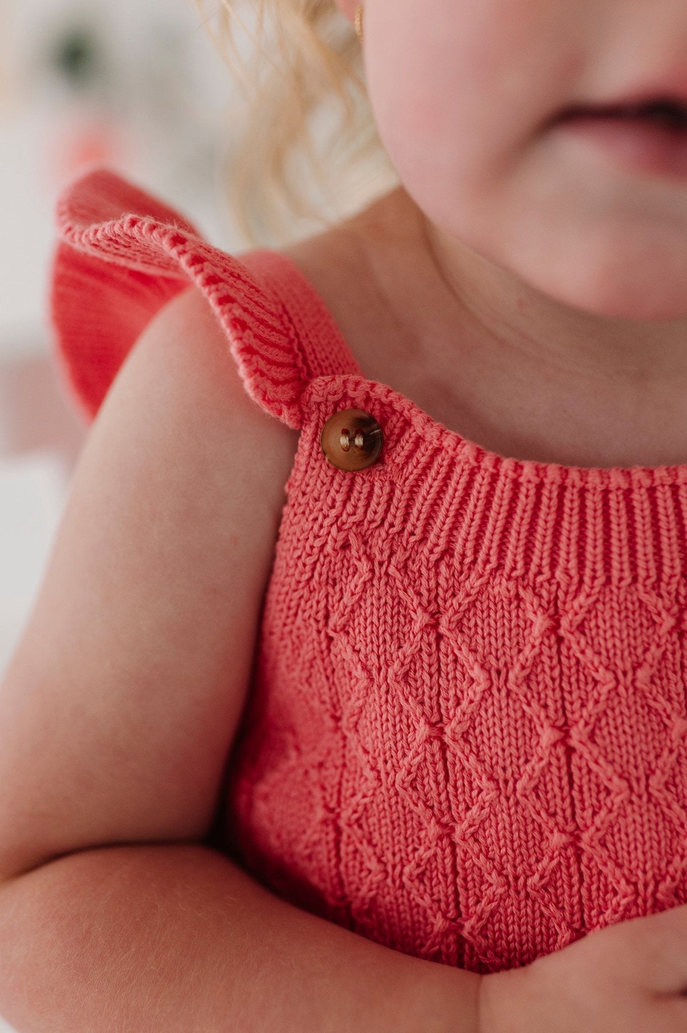 Baby Girl Knit Sweater Bodysuit In Strawberry Ice