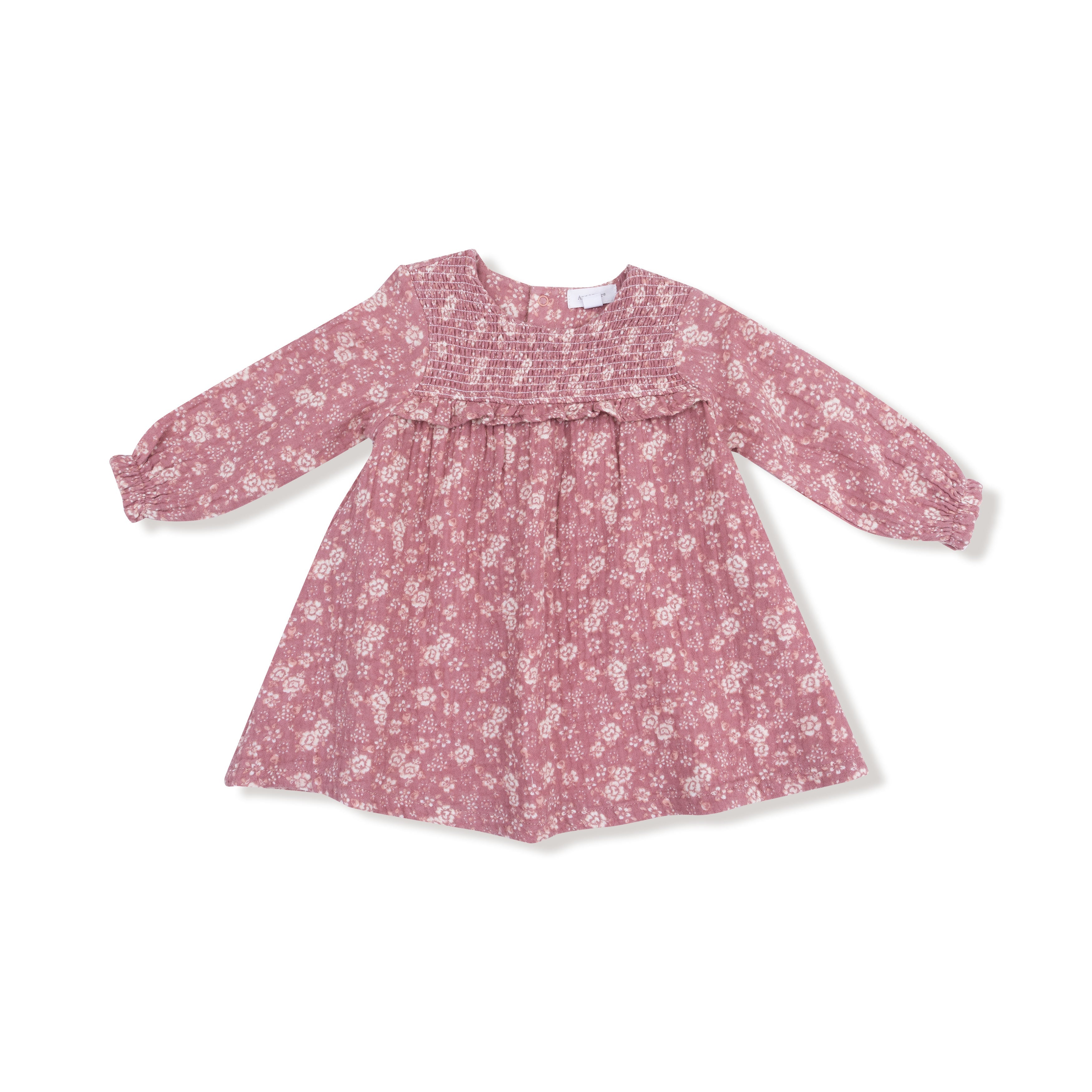 Smocked Ruffle Long Sleeve Dress + Diaper Cover (2t To 4t Dress Only)