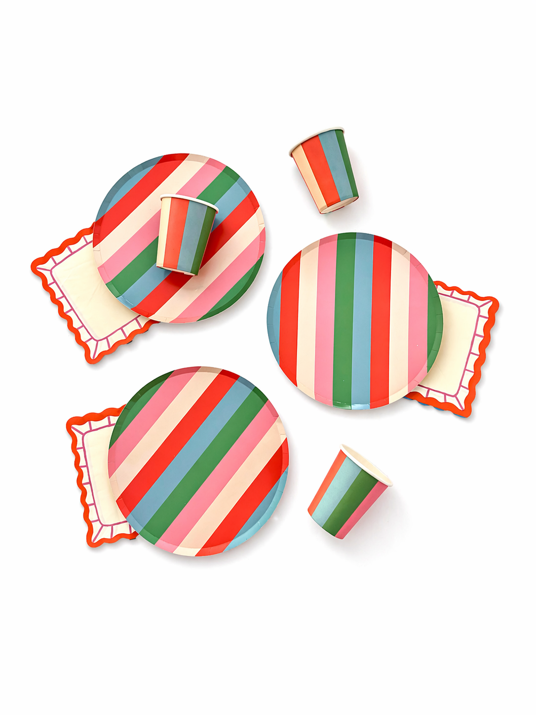Vibrant Striped Party Pack | Plates, Cups & Napkins For 12 Guests | Pop Party Supplies