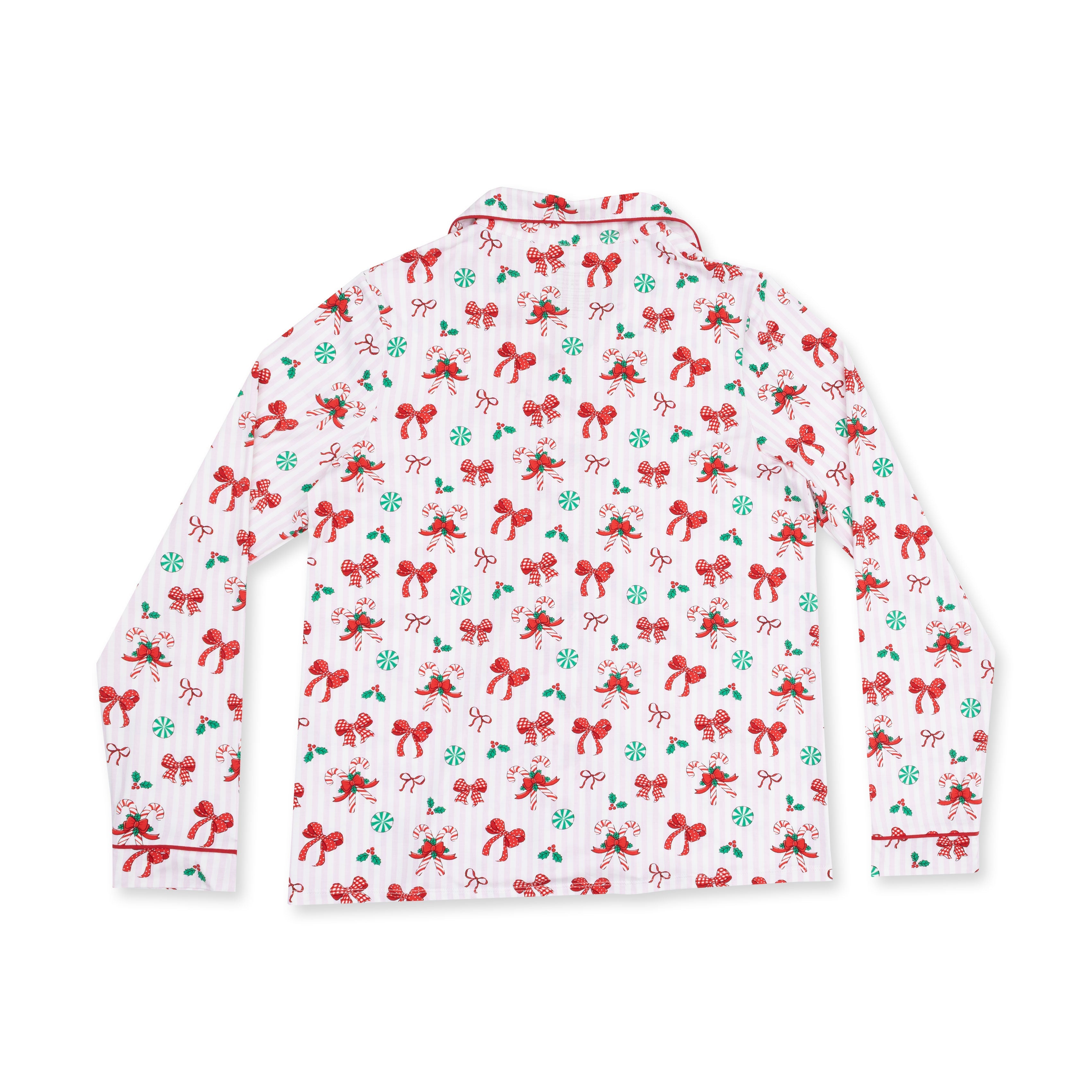 Bows & Candy Canes - Adult Long Sleeve Coat Style With Pants