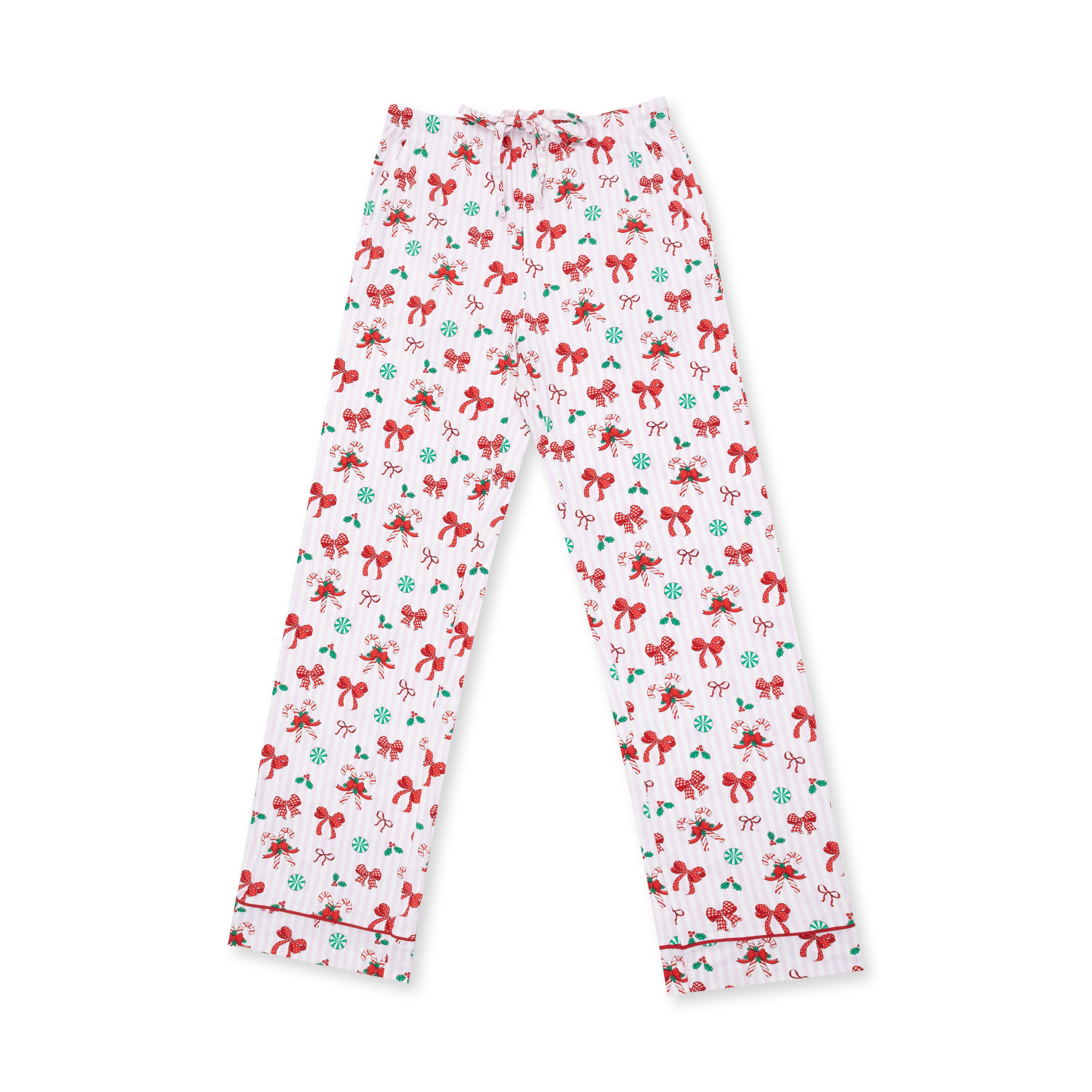 Bows & Candy Canes - Adult Long Sleeve Coat Style With Pants