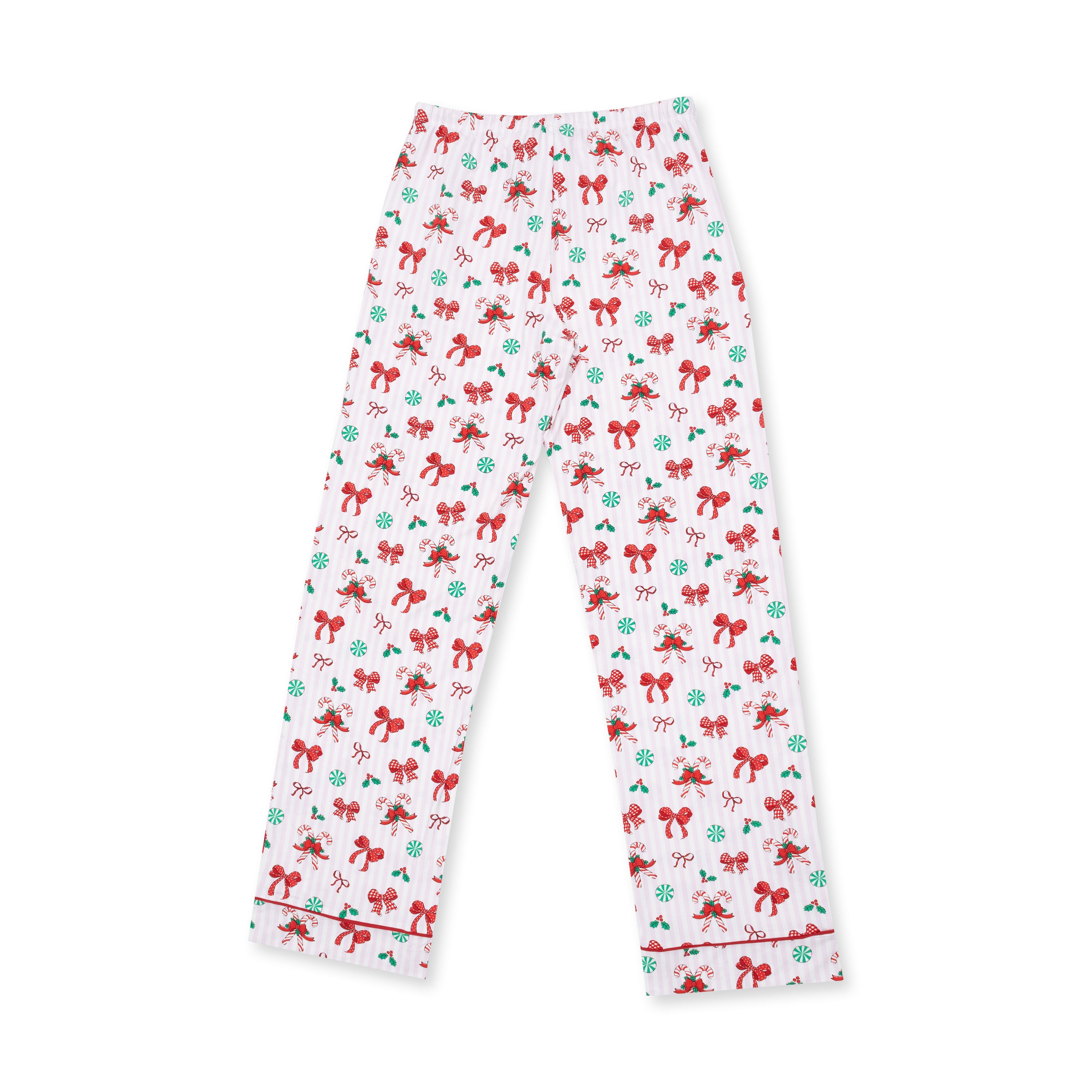 Bows & Candy Canes - Adult Long Sleeve Coat Style With Pants