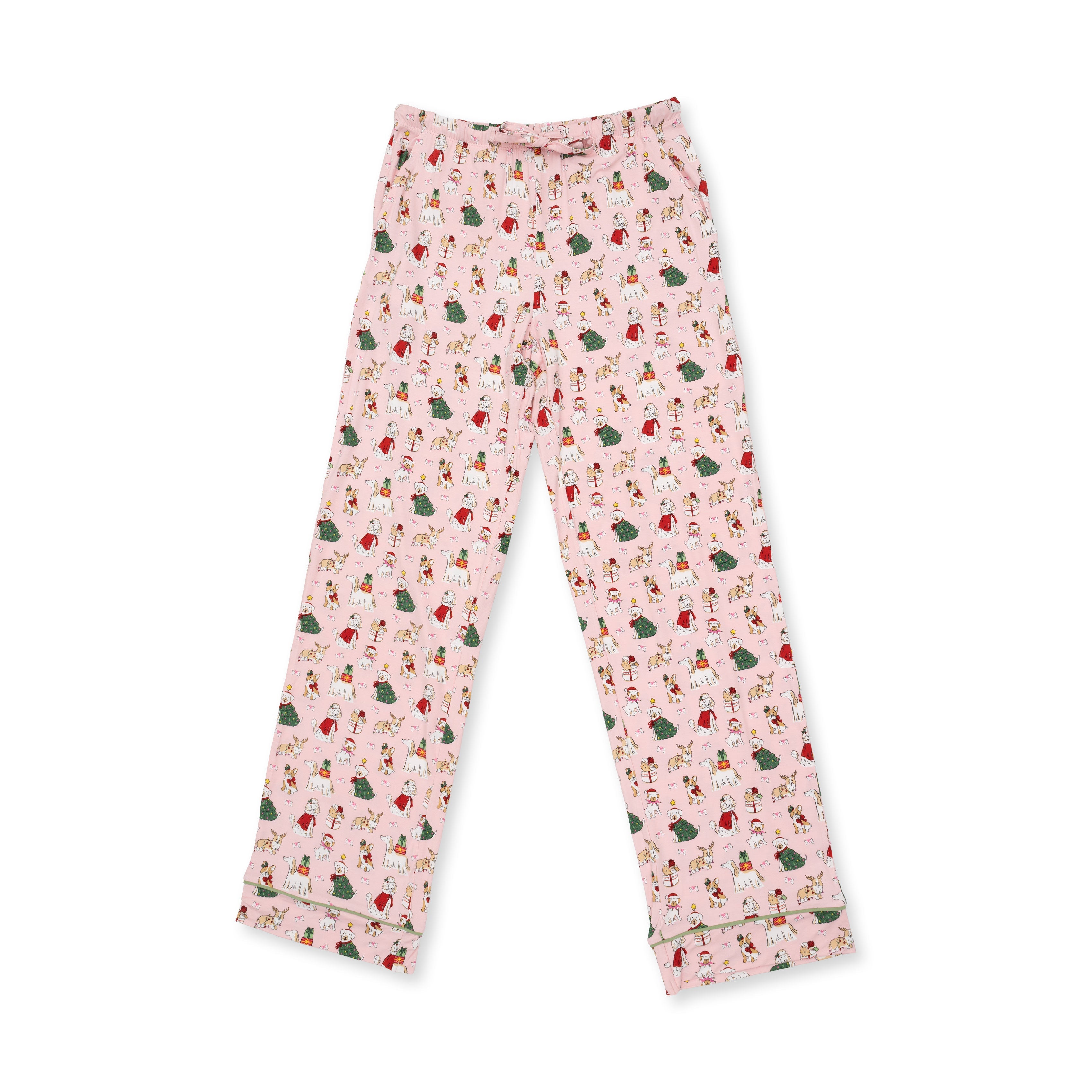 Christmas Dogs Pink - Adult Long Sleeve Coat Style And Pant With Pockets