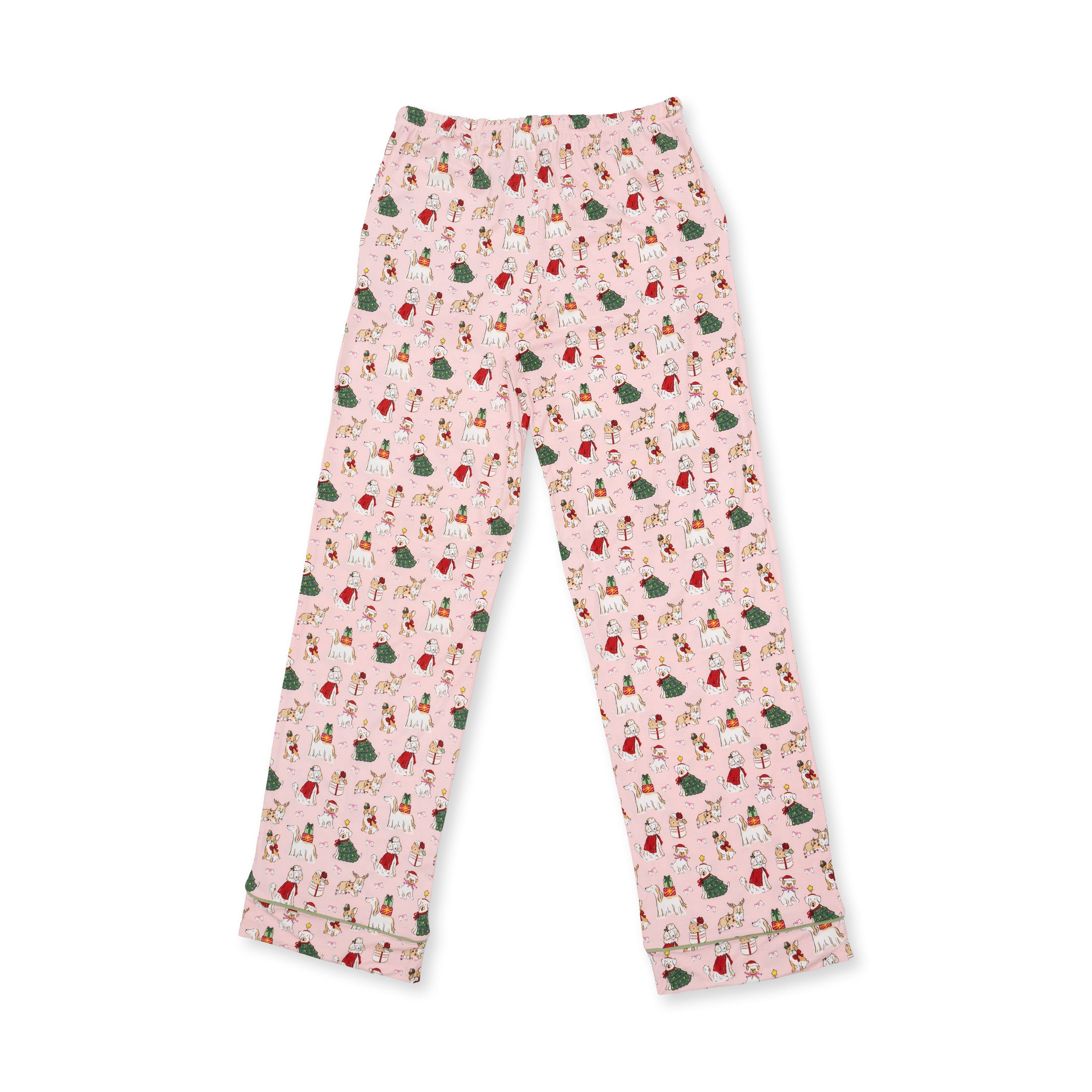 Christmas Dogs Pink - Adult Long Sleeve Coat Style And Pant With Pockets