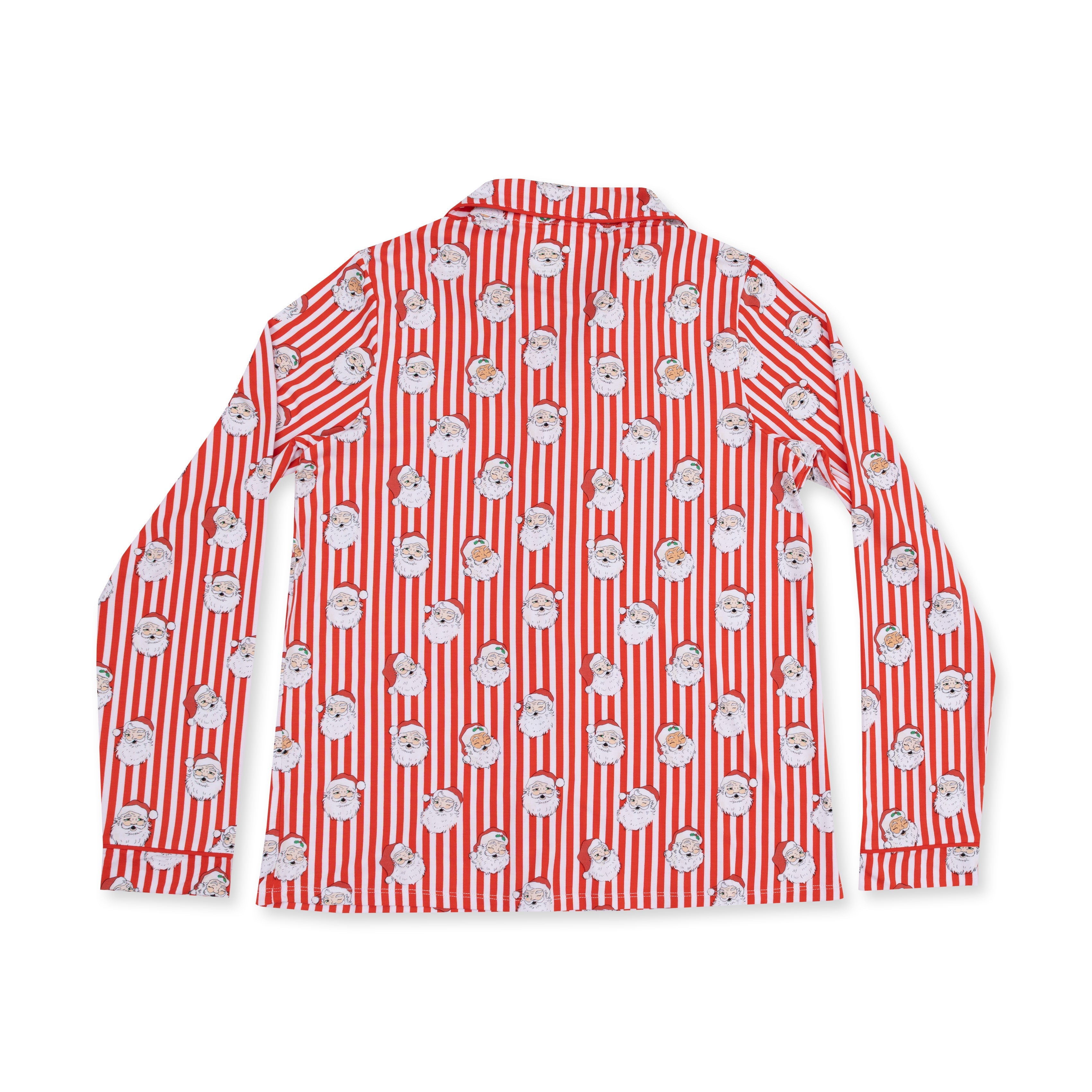 Vintage Santa Stripe - Adult Long Sleeve Coat Style And Pant With Pockets
