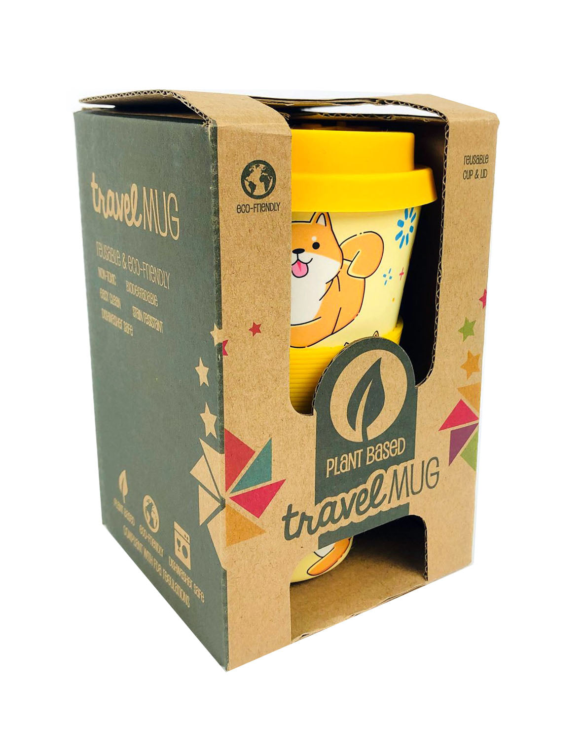 Eco-friendly Reusable Plant Fiber Travel Mug With Shiba Inu Dog Design