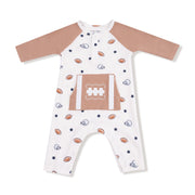 Long Sleeve Raglan Henley Romper And Kanga Pocket