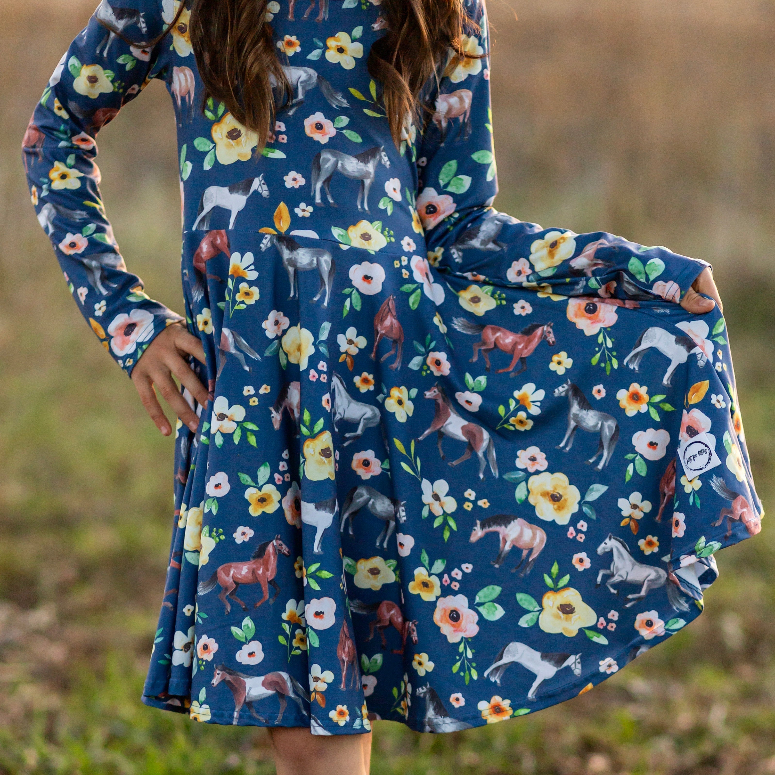 Horse Floral Twirl Dress