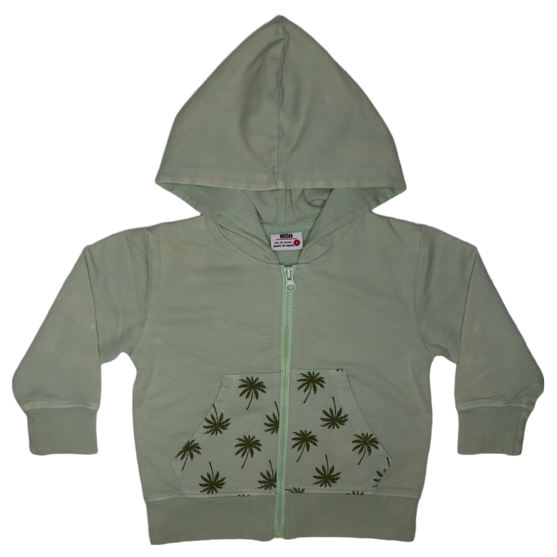 Kids Enzyme Zip Hoodie - Light Olive Palms