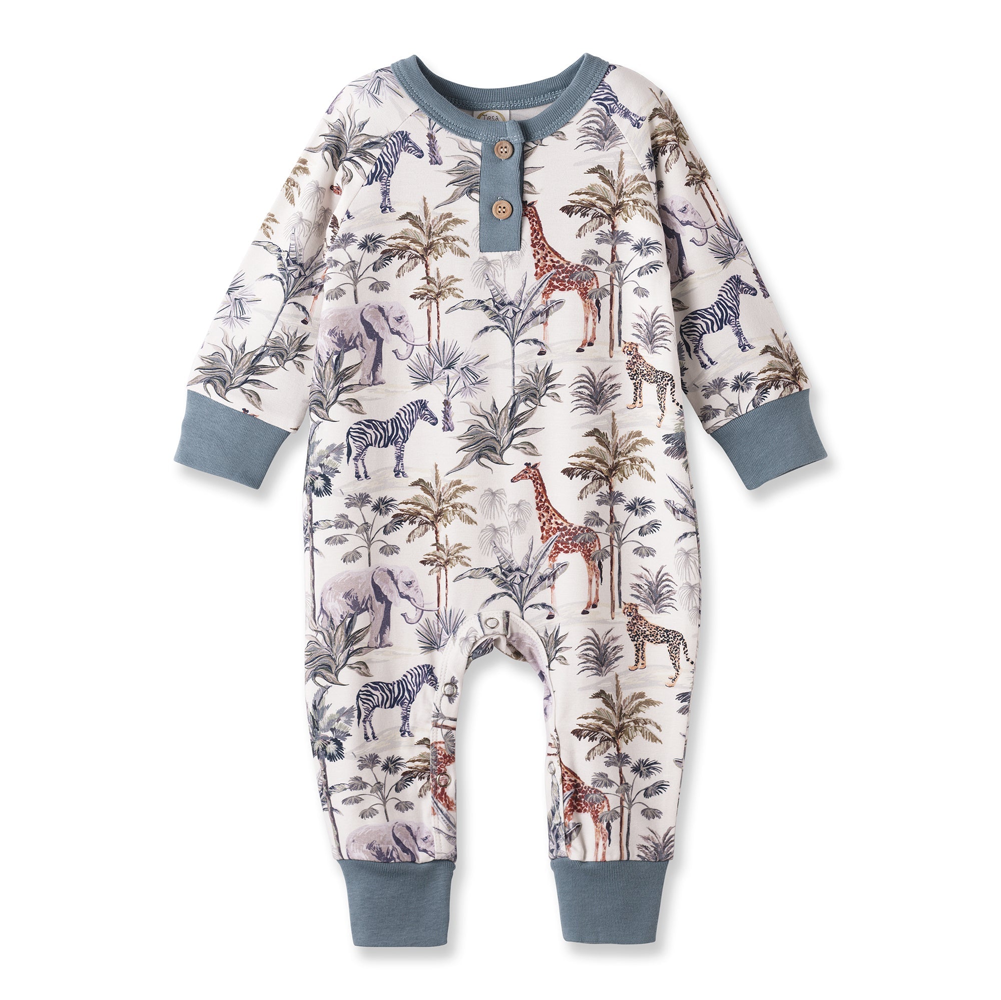 Jungle Safari Bamboo Boys Henley Romper
