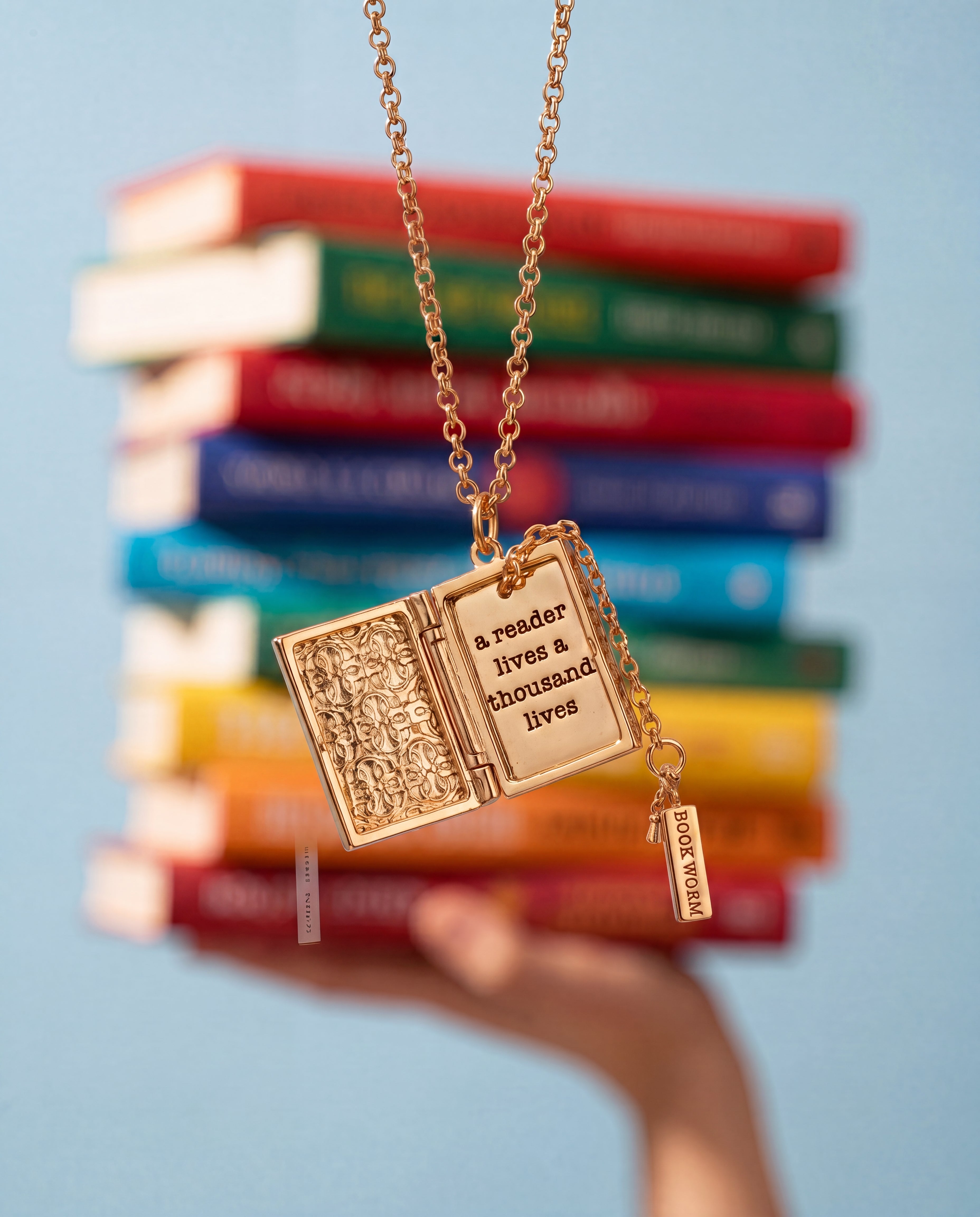 'a Reader Lives A Thousand Lives' Book Club Locket Pendant