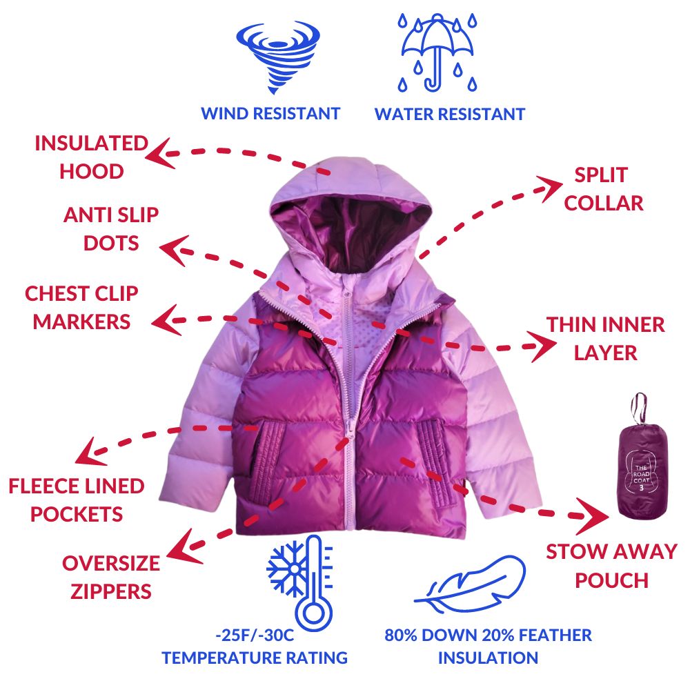 Car Seat Coat | The Road Coat Down - Lilac/plum