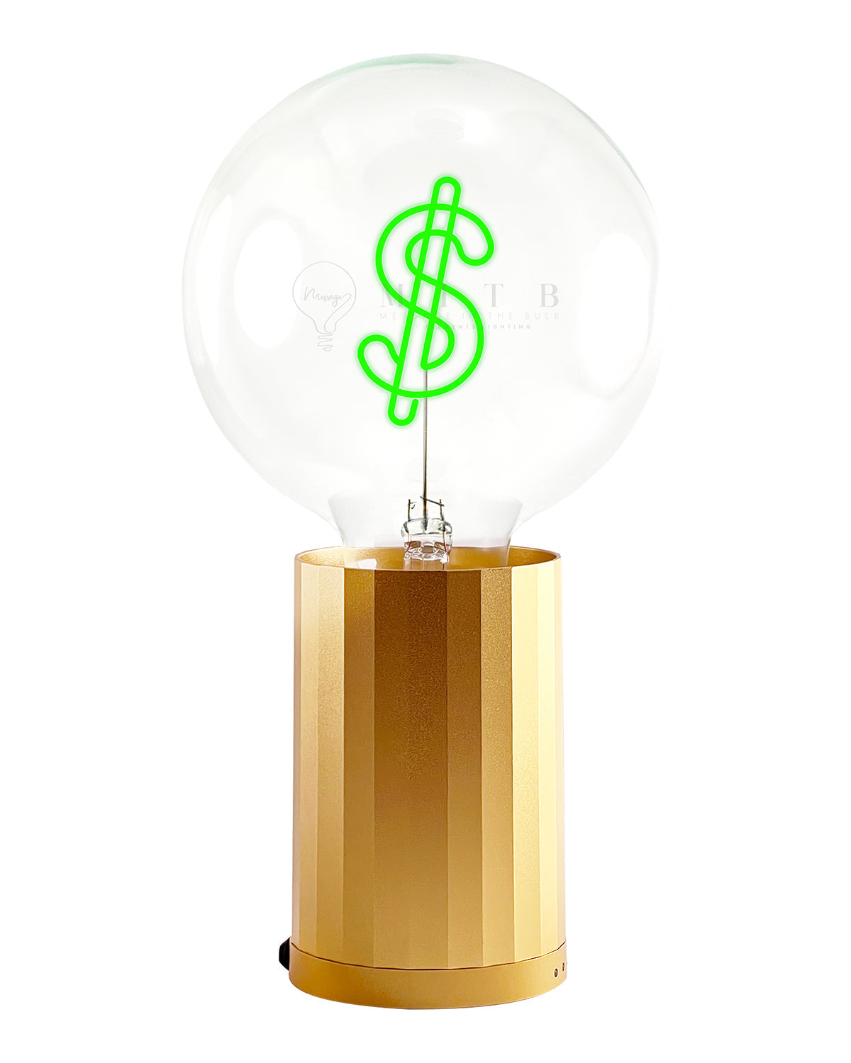 Mitb Bulb Dollar Green With Base Table Lamp Portable