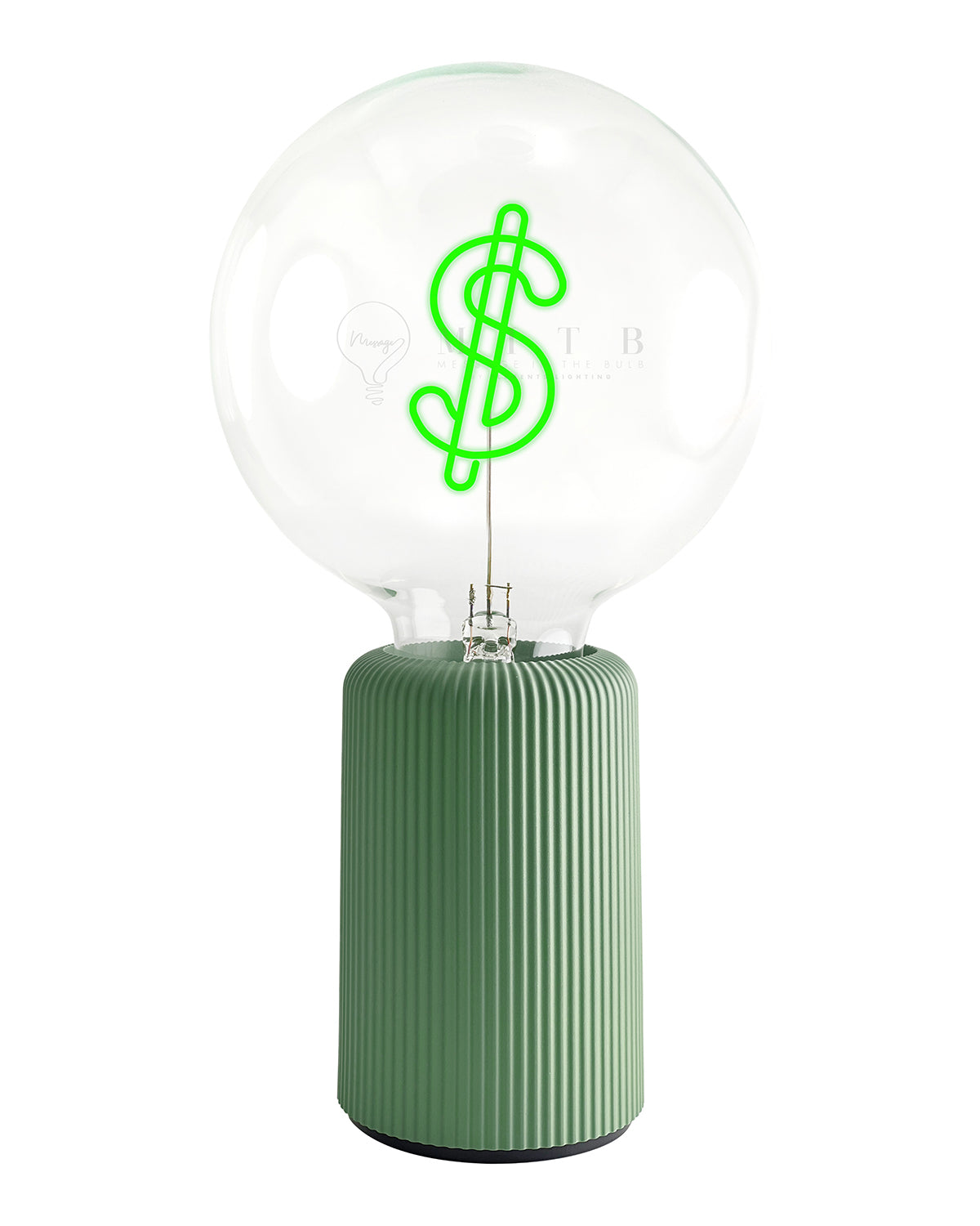 Mitb Bulb Dollar Green With Base Table Lamp Portable Pop Nomad