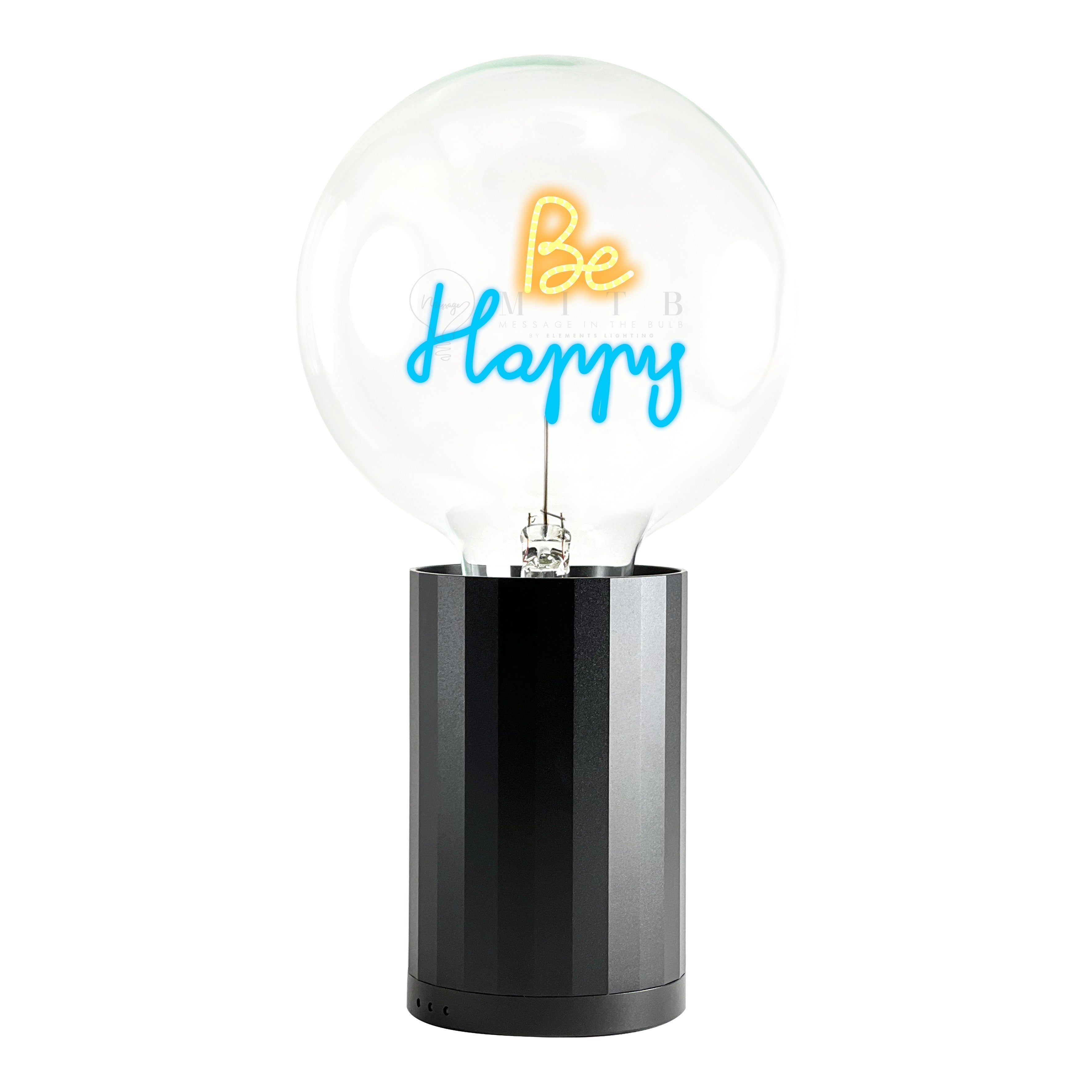 Mitb Bulb Be Happy Amber/ Blue  With Base Table Lamp Portable