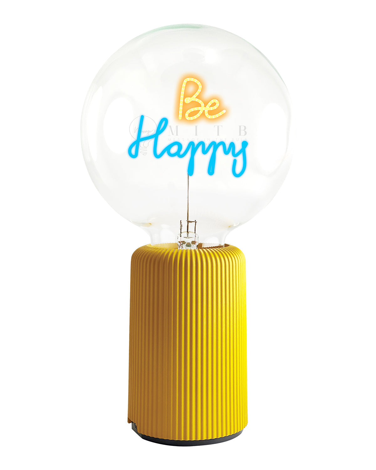 Mitb Bulb Be Happy Amber/ Blue With Base Table Lamp Portable Pop Nomad