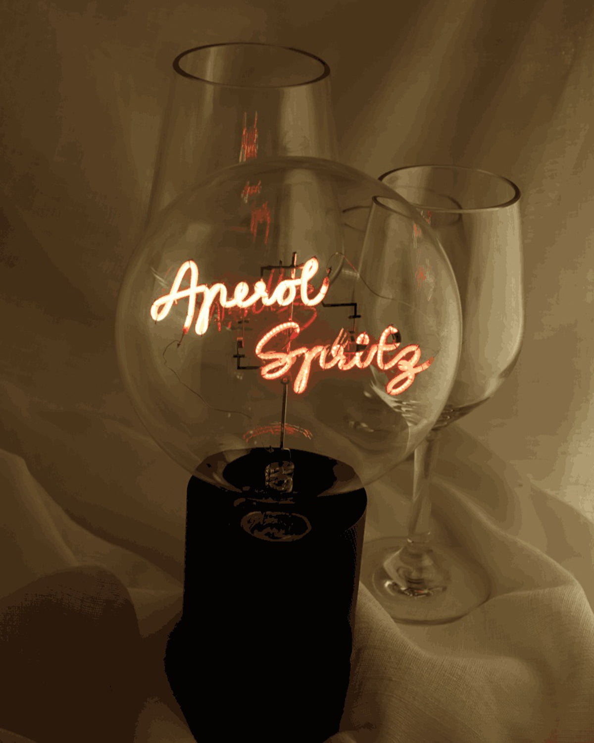 Mitb Bulb Aperol Spritz Amber/ Red With Base Table Lamp Portable