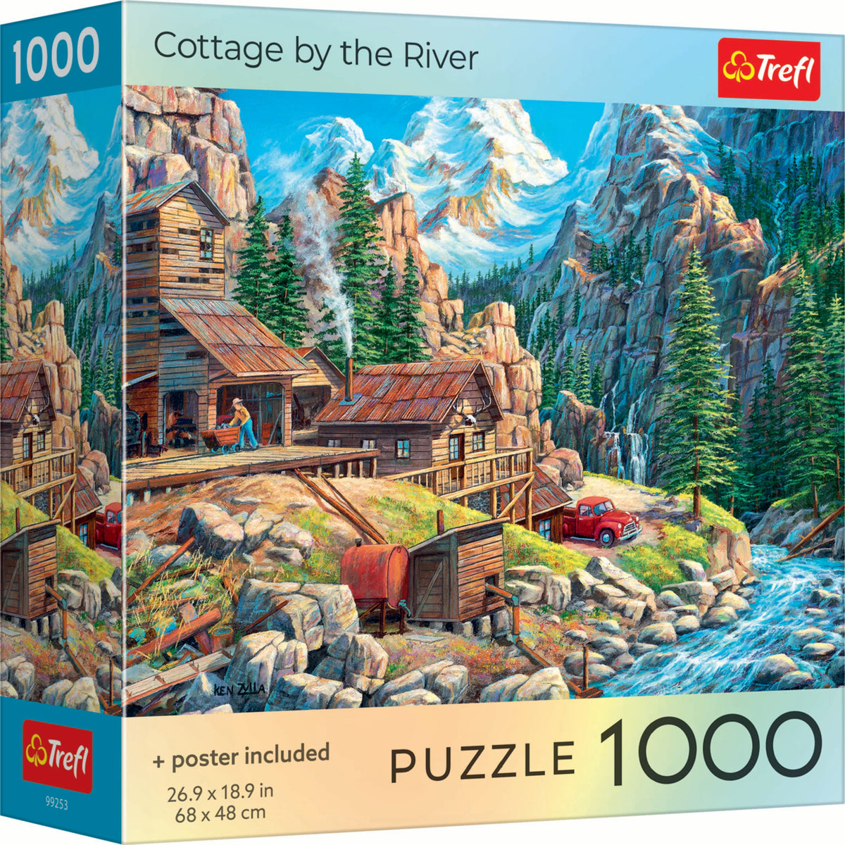 Red Cottage By The River 1000 Piece Puzzle