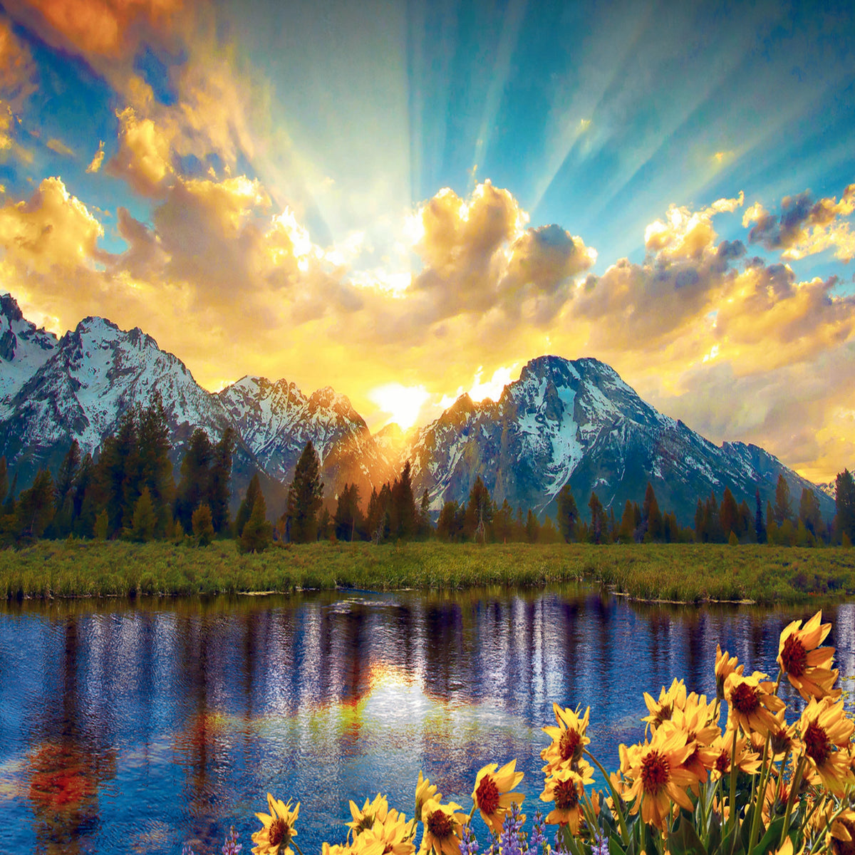 Red Grand Tetons 1000 Piece Puzzle
