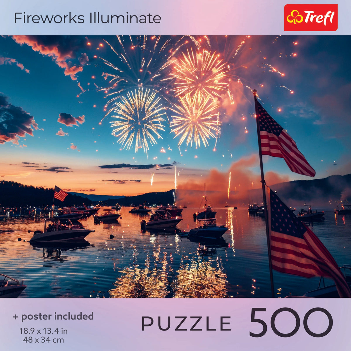 Red Fireworks Illuminate 500 Piece Puzzle