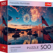 Red Fireworks Illuminate 500 Piece Puzzle