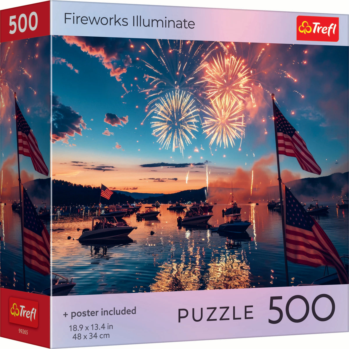 Red Fireworks Illuminate 500 Piece Puzzle
