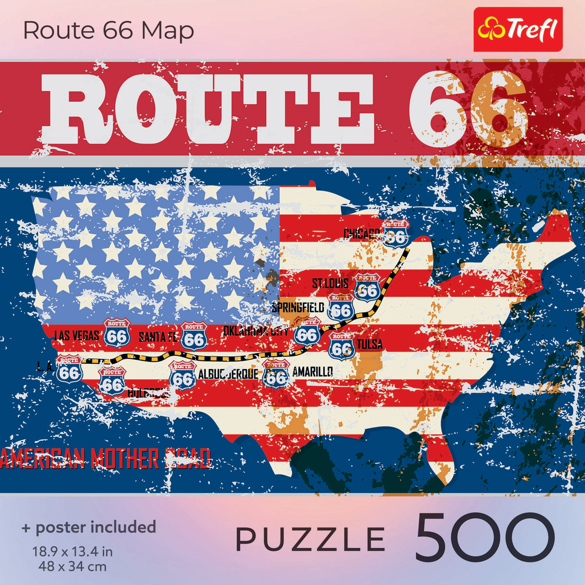 Red Route 66 Map 500 Piece Puzzle