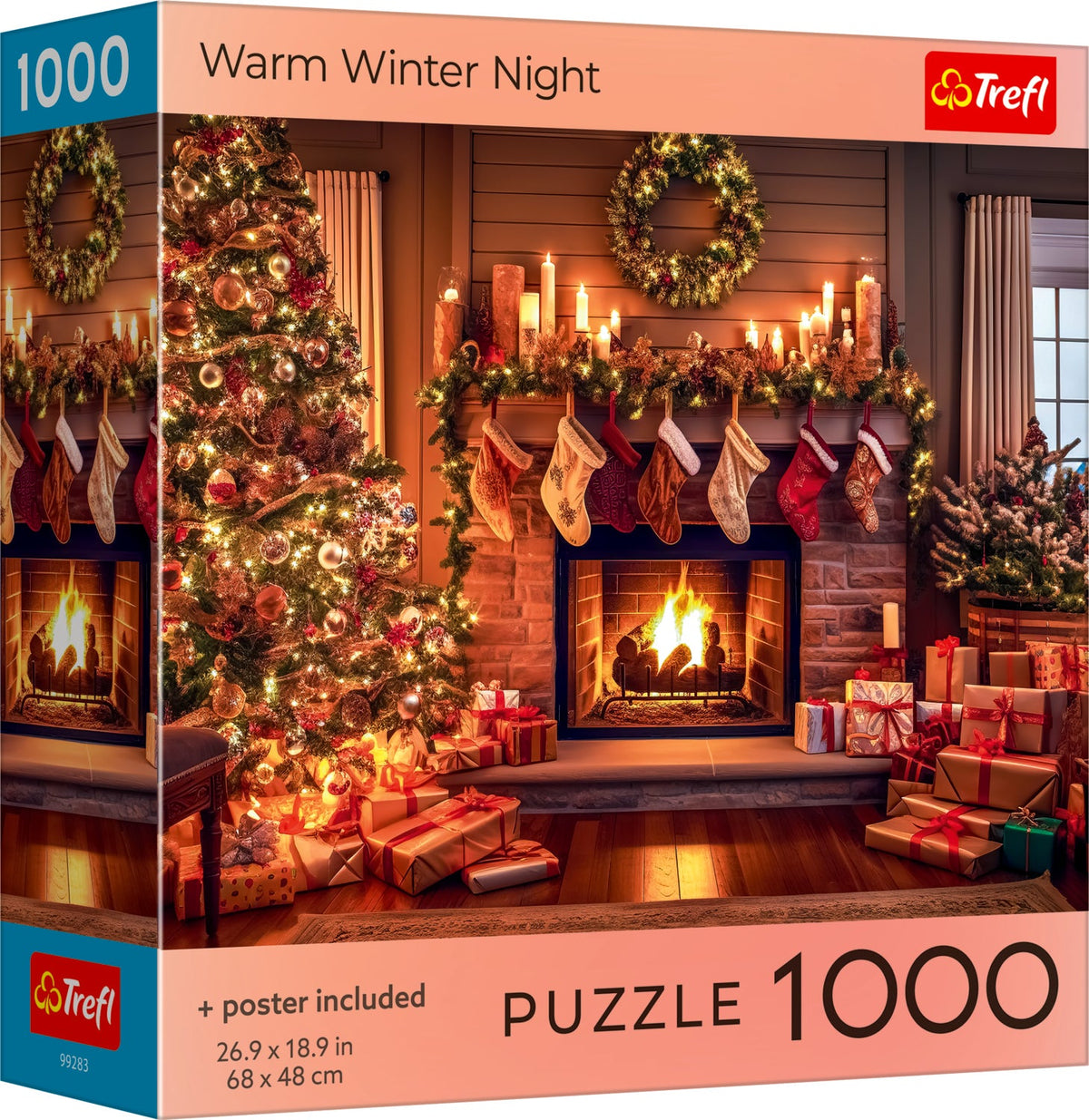 Red Holiday Greeting A Warm Winter Night 1000 Piece Puzzle
