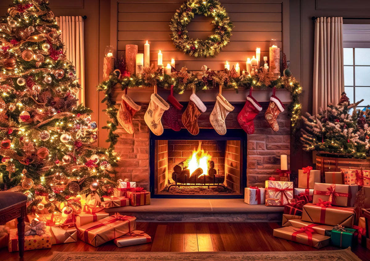 Red Holiday Greeting A Warm Winter Night 1000 Piece Puzzle