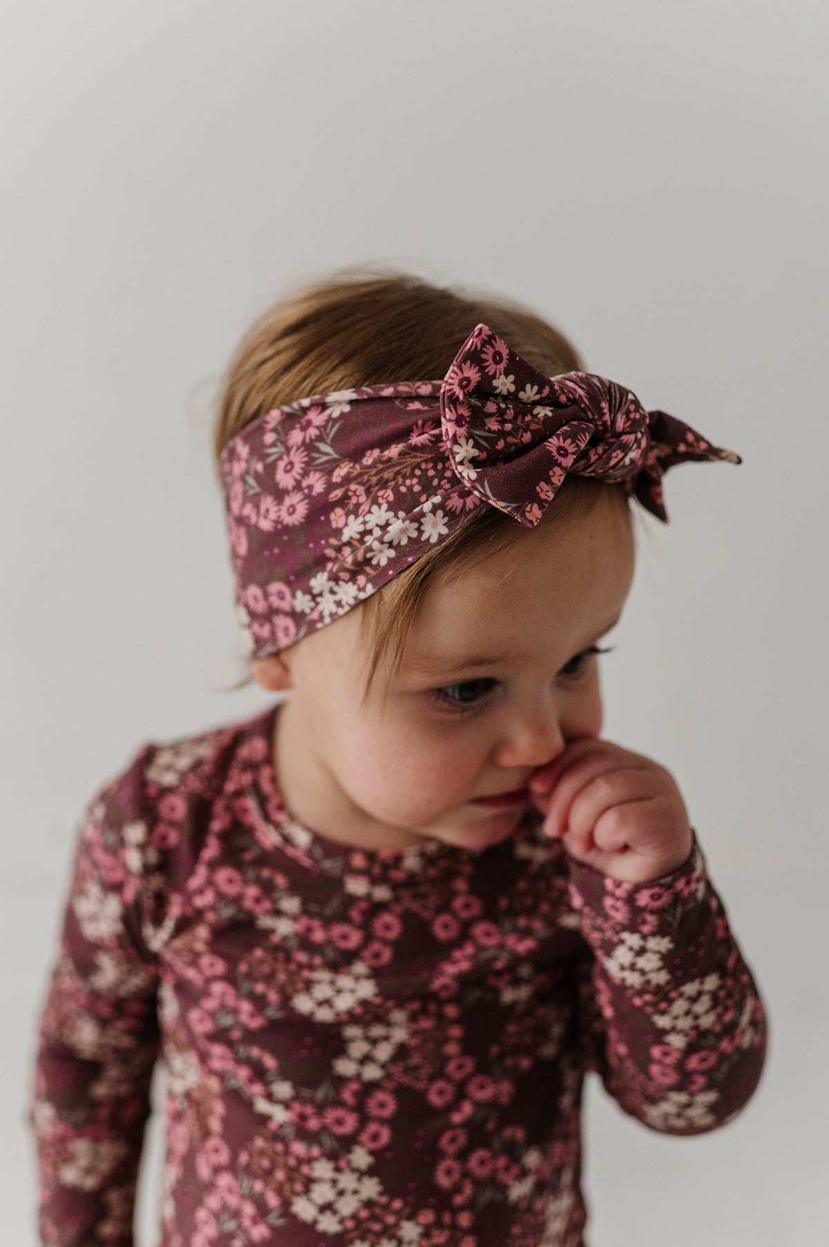 Baby Girl Long Sleeve Bodysuit Dress Set In Cluster Garden Floral