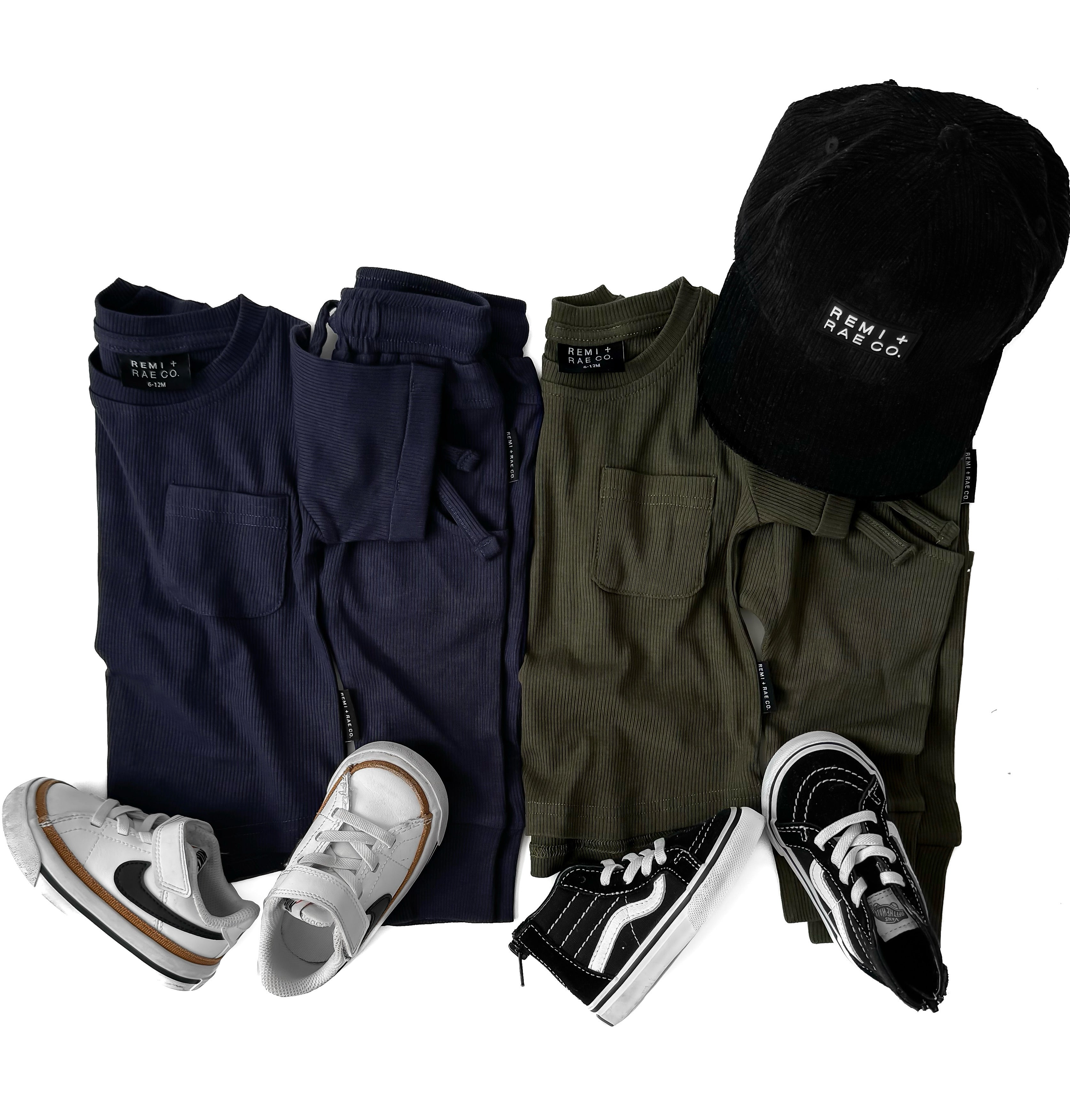 Bamboo Ribbed Pocket Tee - Navy