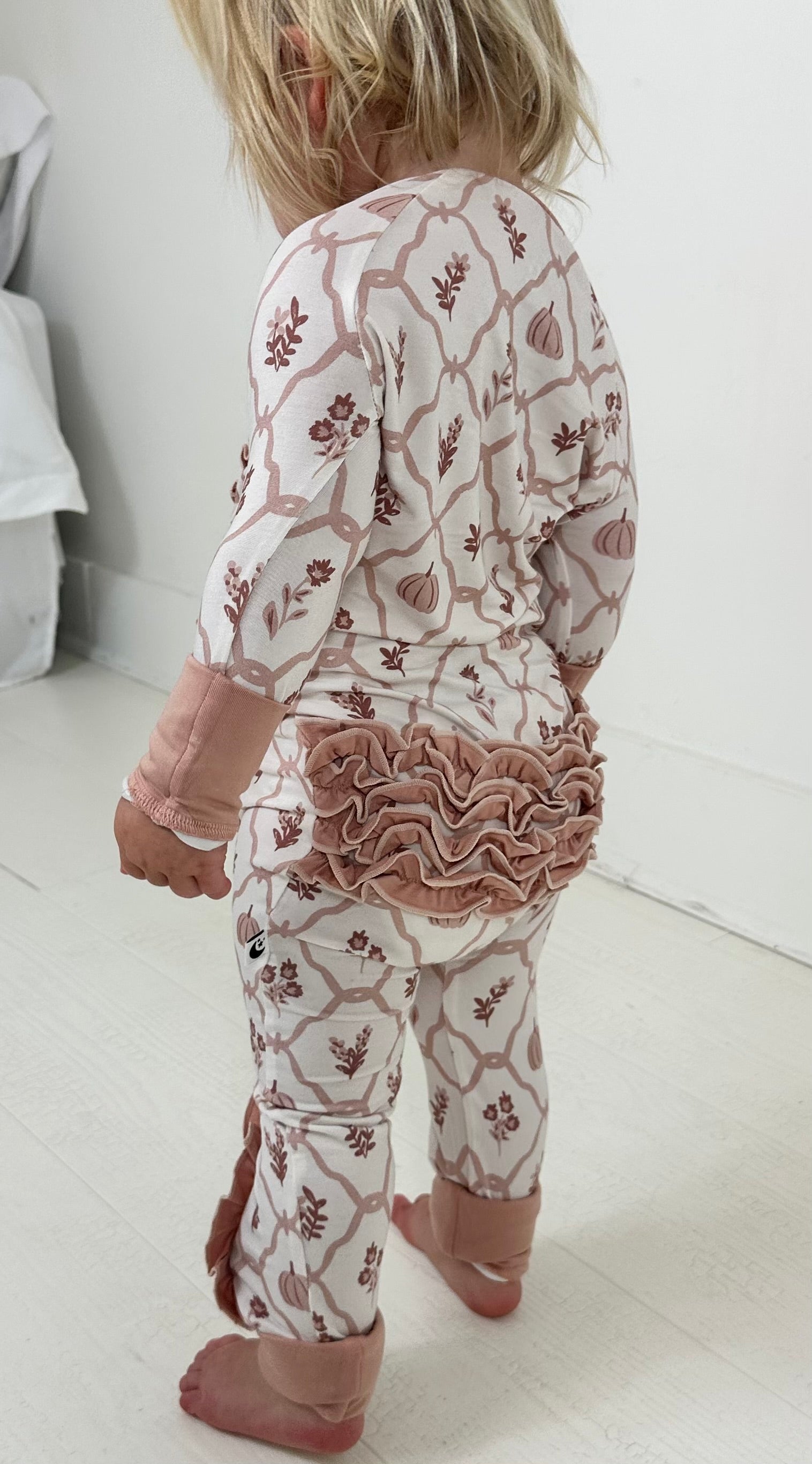 Autumn Blooms - Zipper Footie Pajamas