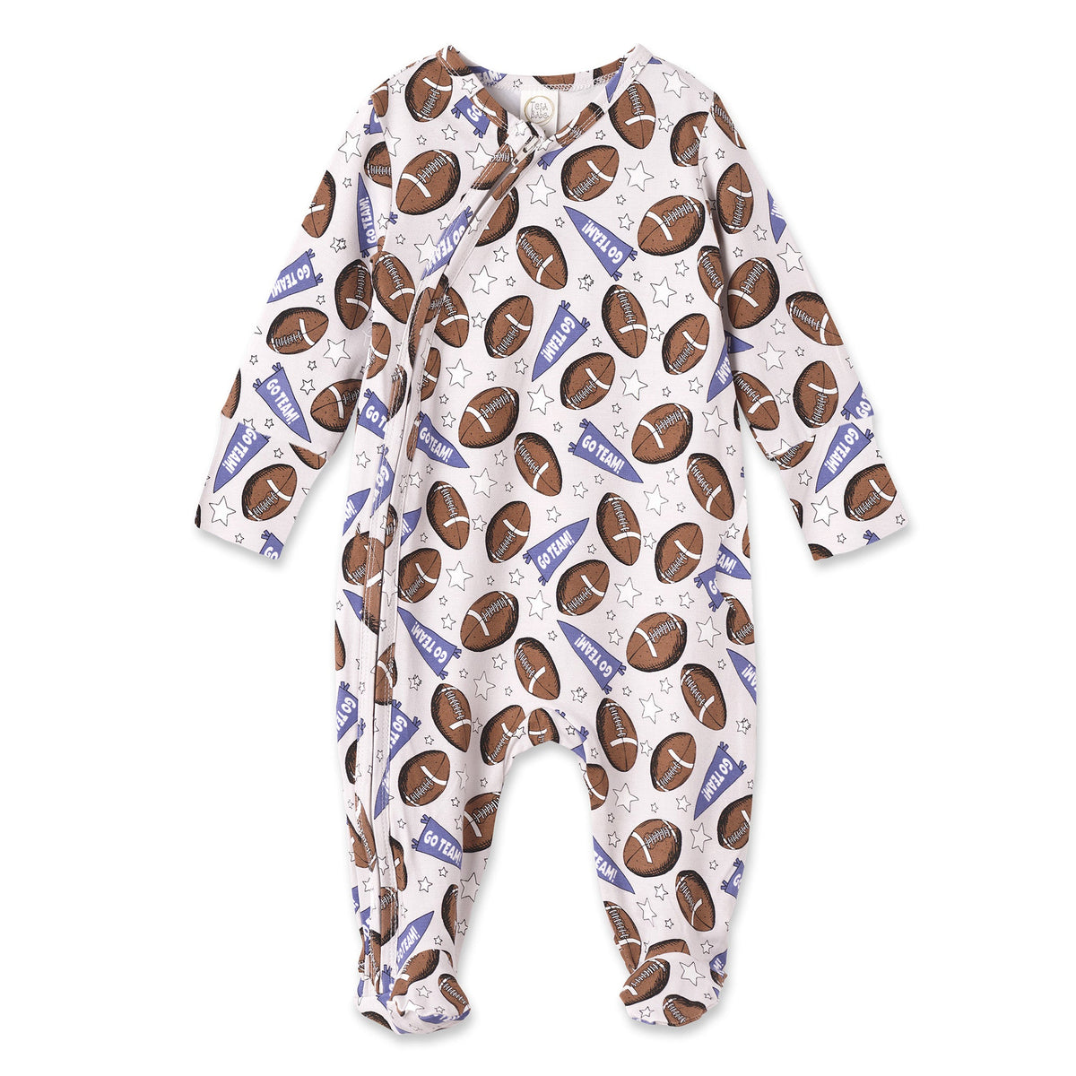 Football Bamboo Zipper Romper