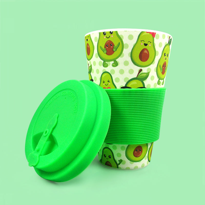Eco-friendly Reusable Plant Fiber Travel Mug With Avocado Design