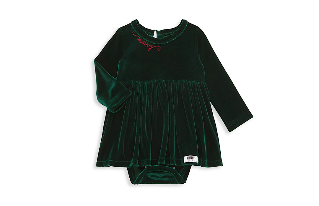 Holiday Bubble Romper In Emerald Velvet