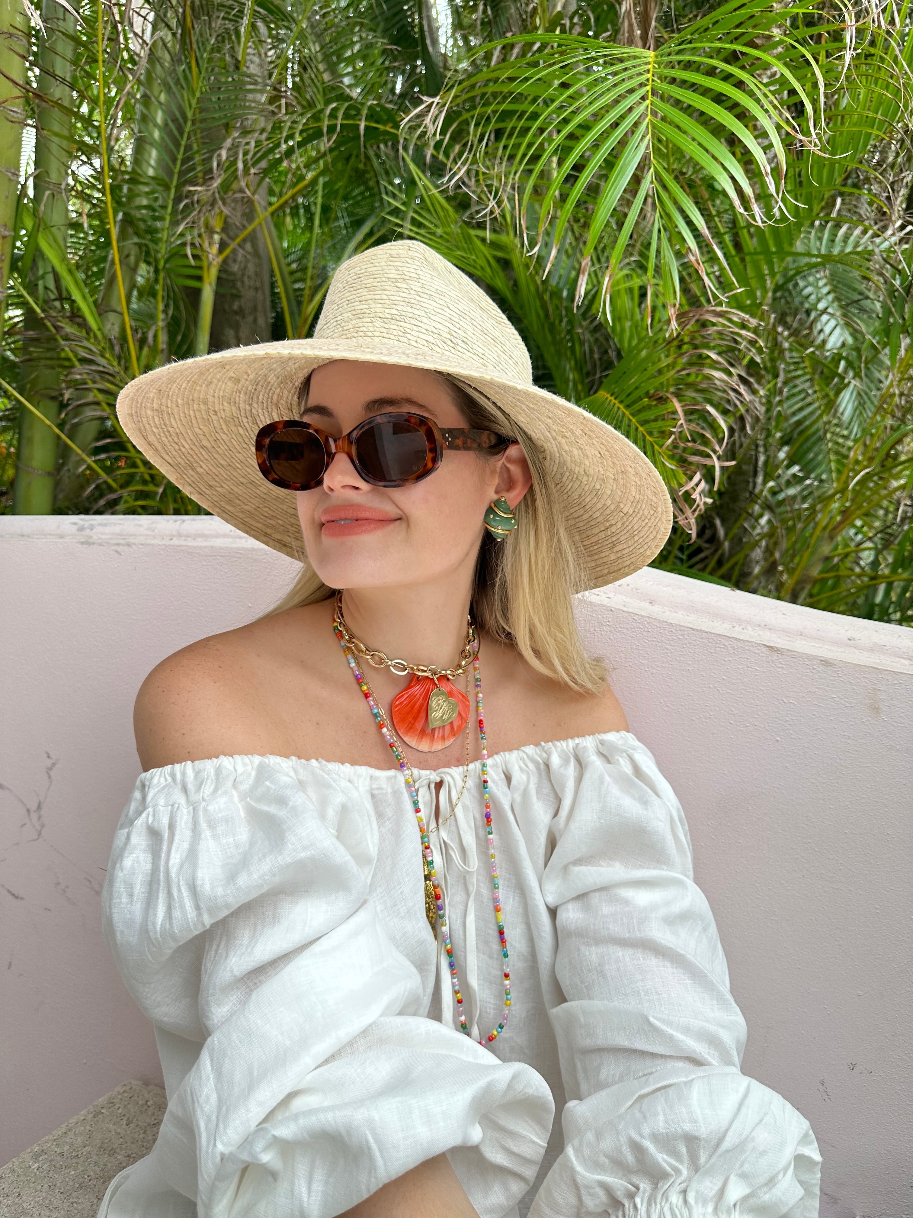 Hollyhock Sun Hat - Pink Pansy Block Print Hat Scarf