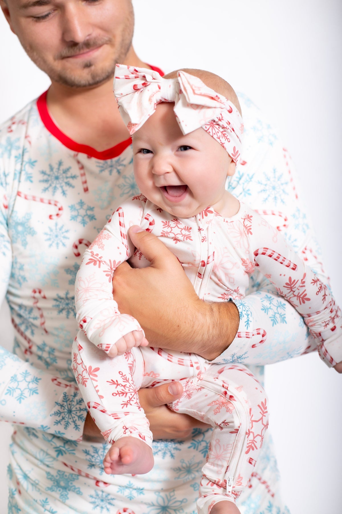 My First Candy Cane Hair Bow In Blue & Peach