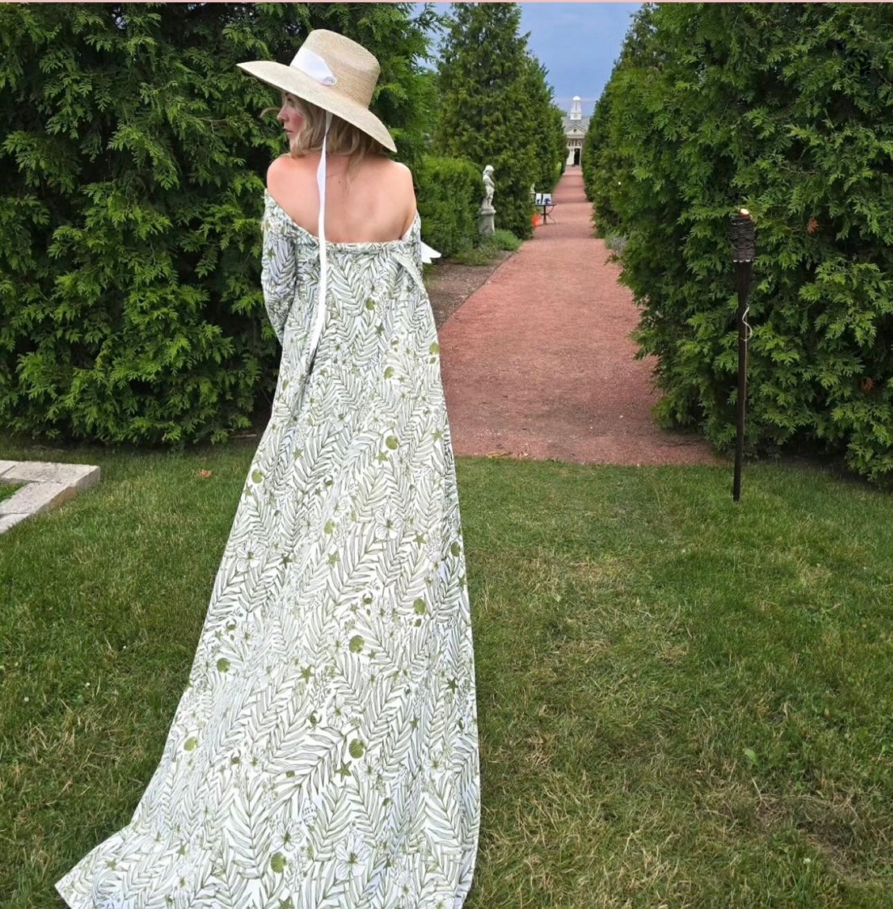 Hollyhock Sun Hat - Long & Thin Blue Gingham Ribbon With Wood Nautical Toggle
