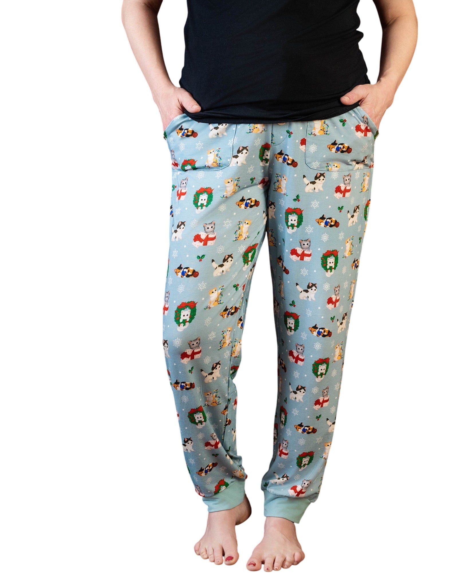 Whisker Wonderland Vintage Kittens Adult Bamboo Joggers Pajamas