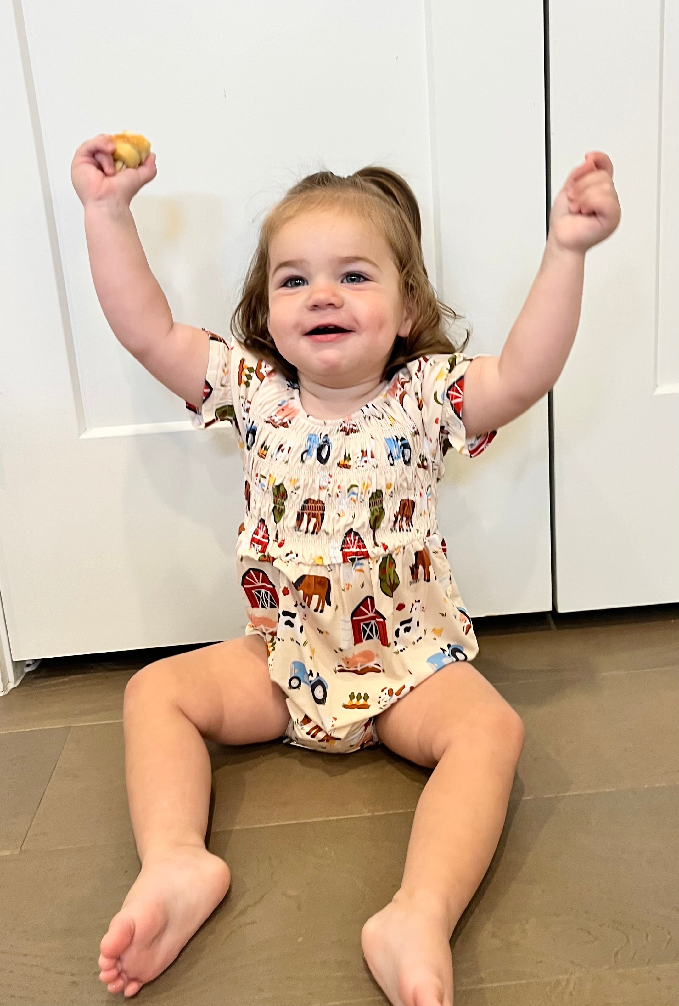 Tiny Farmers Smocked Bubble Romper