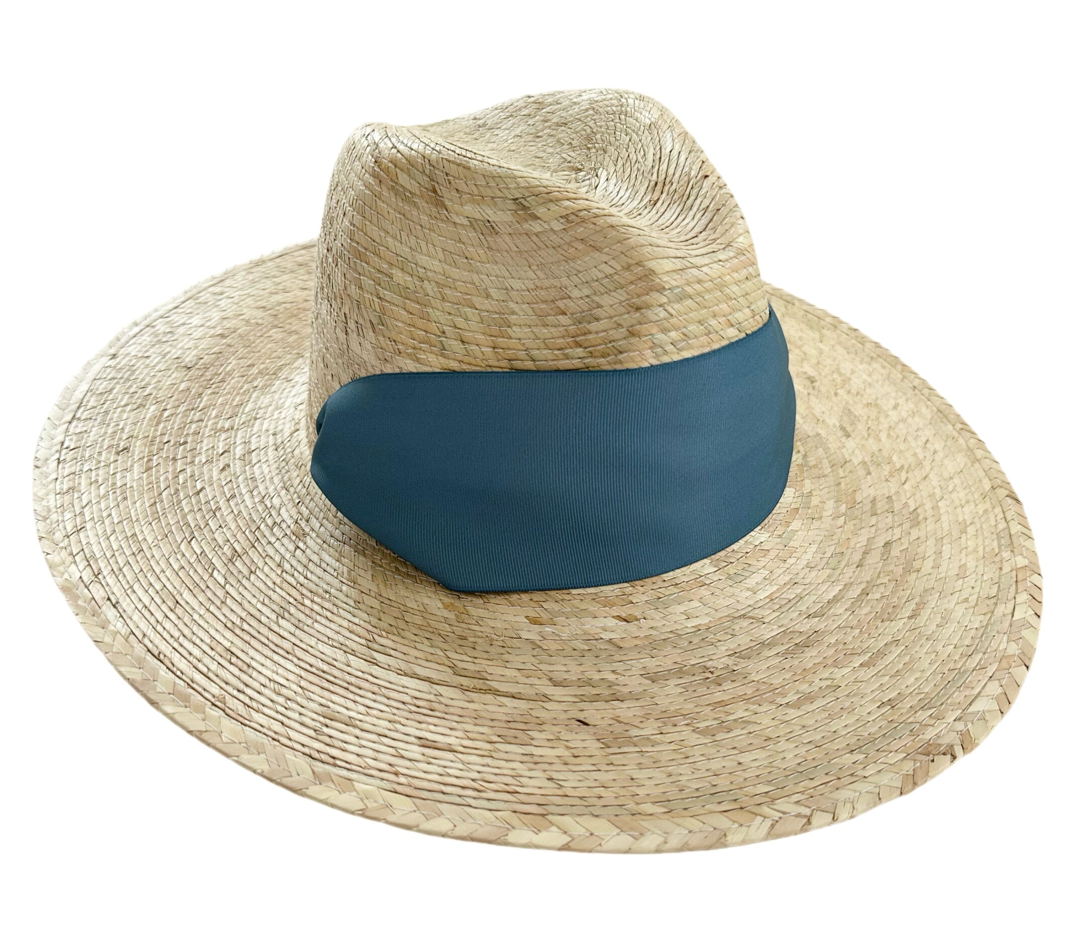 Zinnia Sun Hat - French Blue Wide & Short Grosgrain Ribbon
