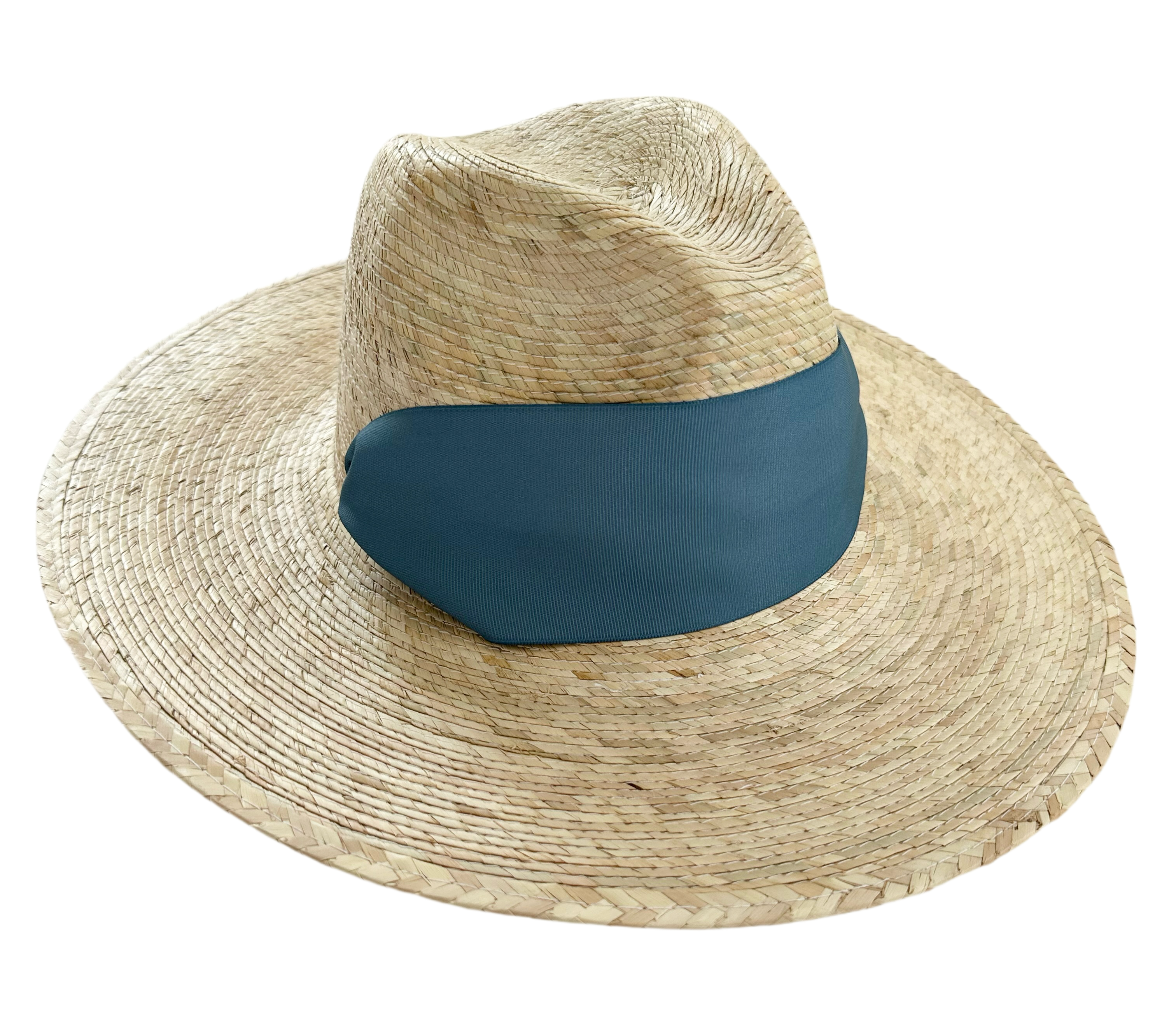 Zinnia Sun Hat - French Blue Wide & Short Grosgrain Ribbon