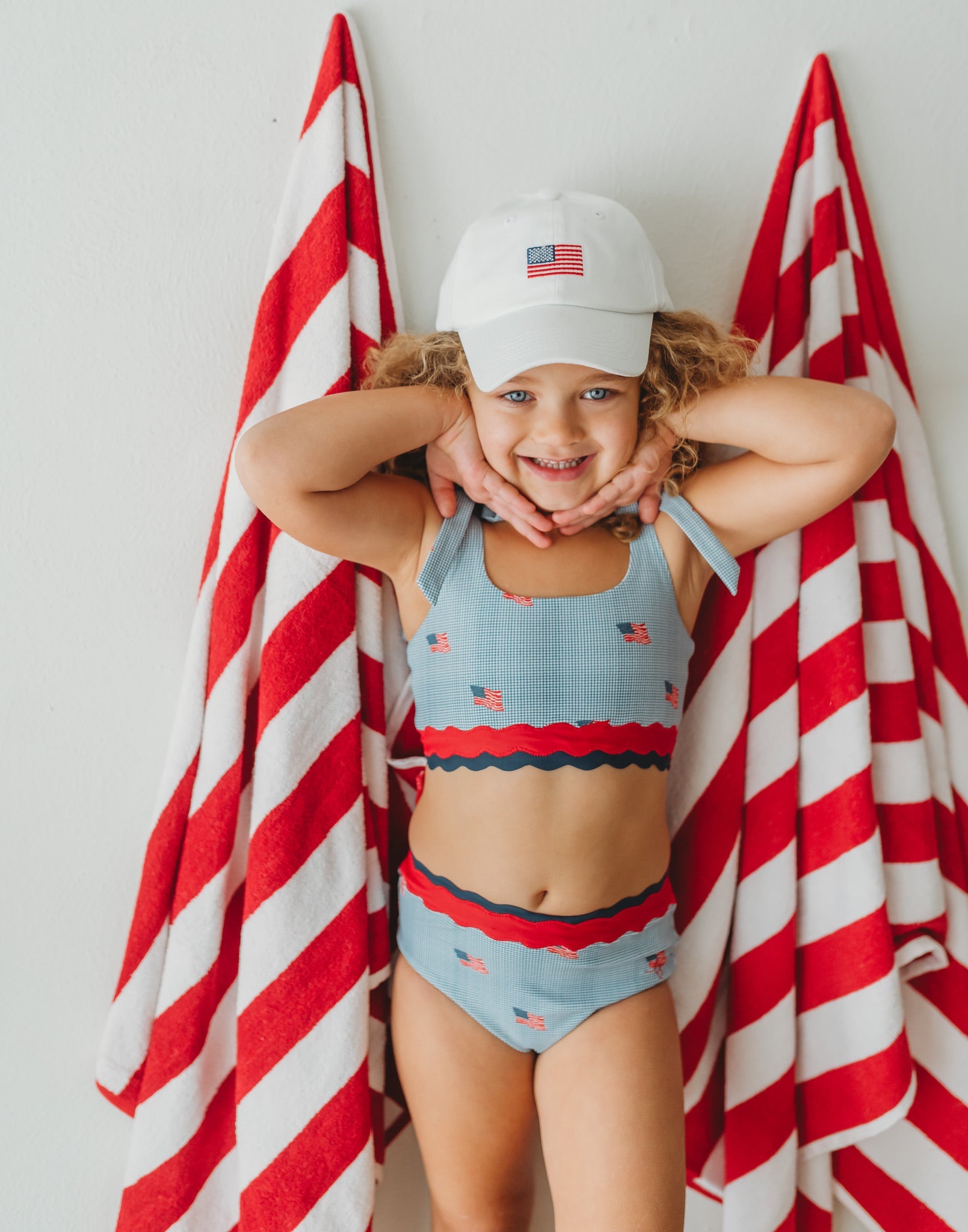 *preorder* Scalloped High Waisted Bikini - Heritage Flag