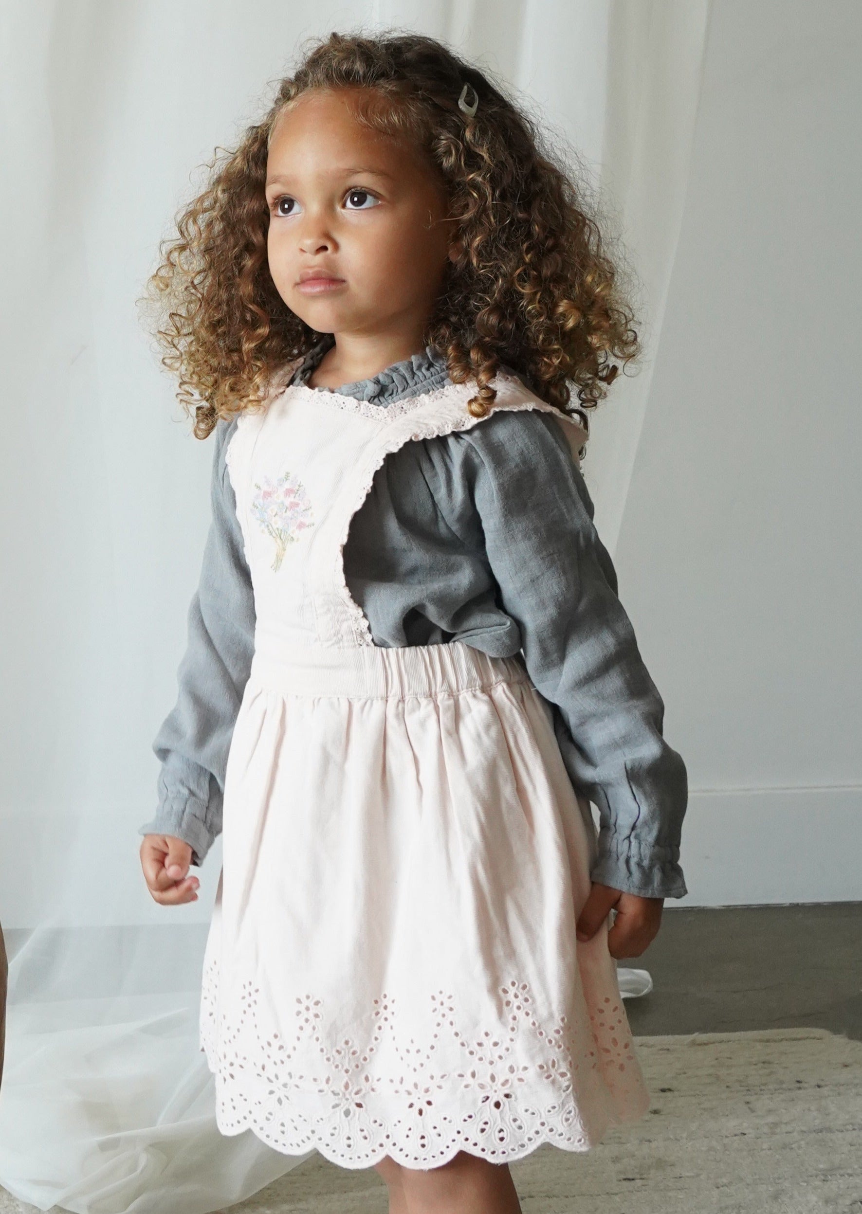 Elea | Corduroy Cotton Anglaise Dress | Primrose