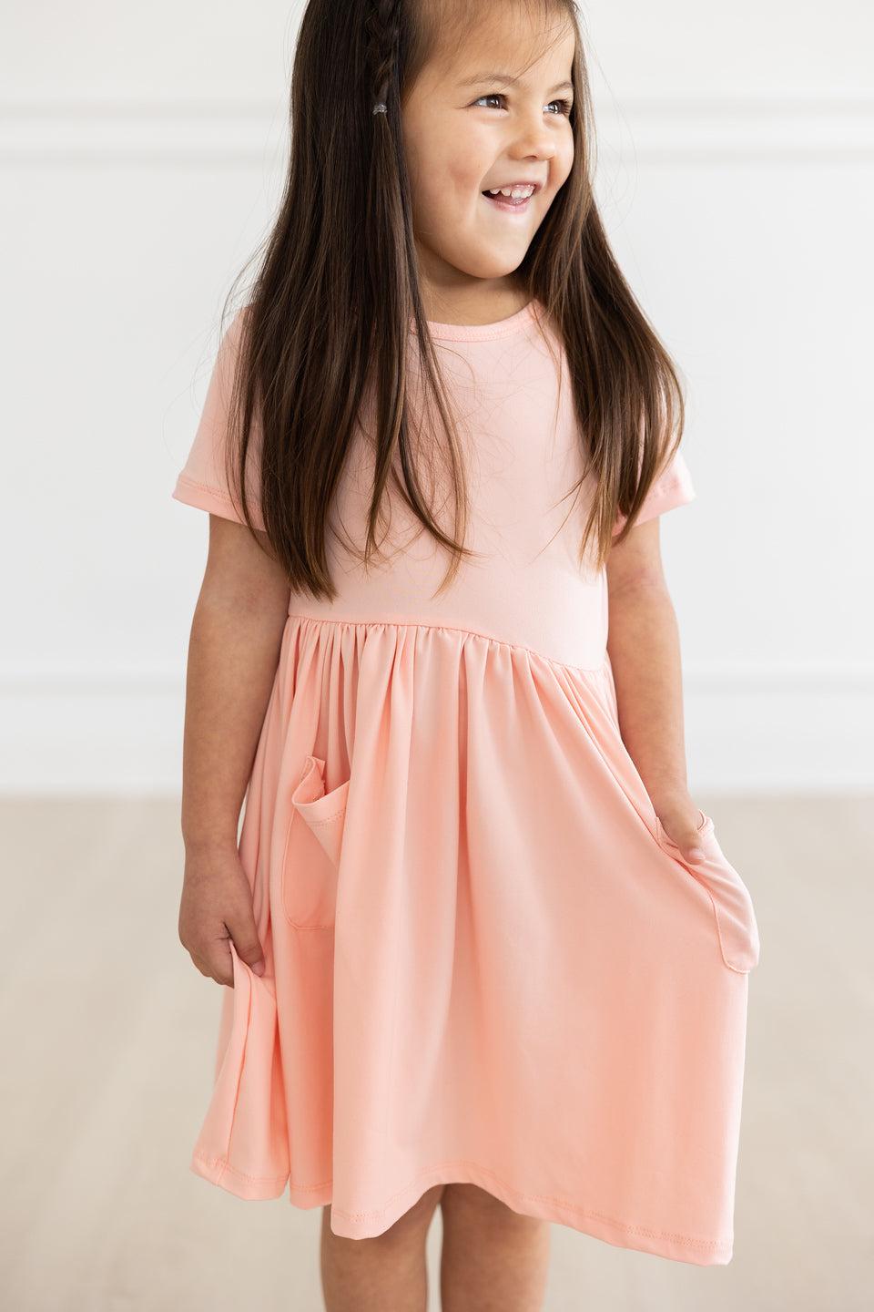 Peach S/s Pocket Twirl Dress