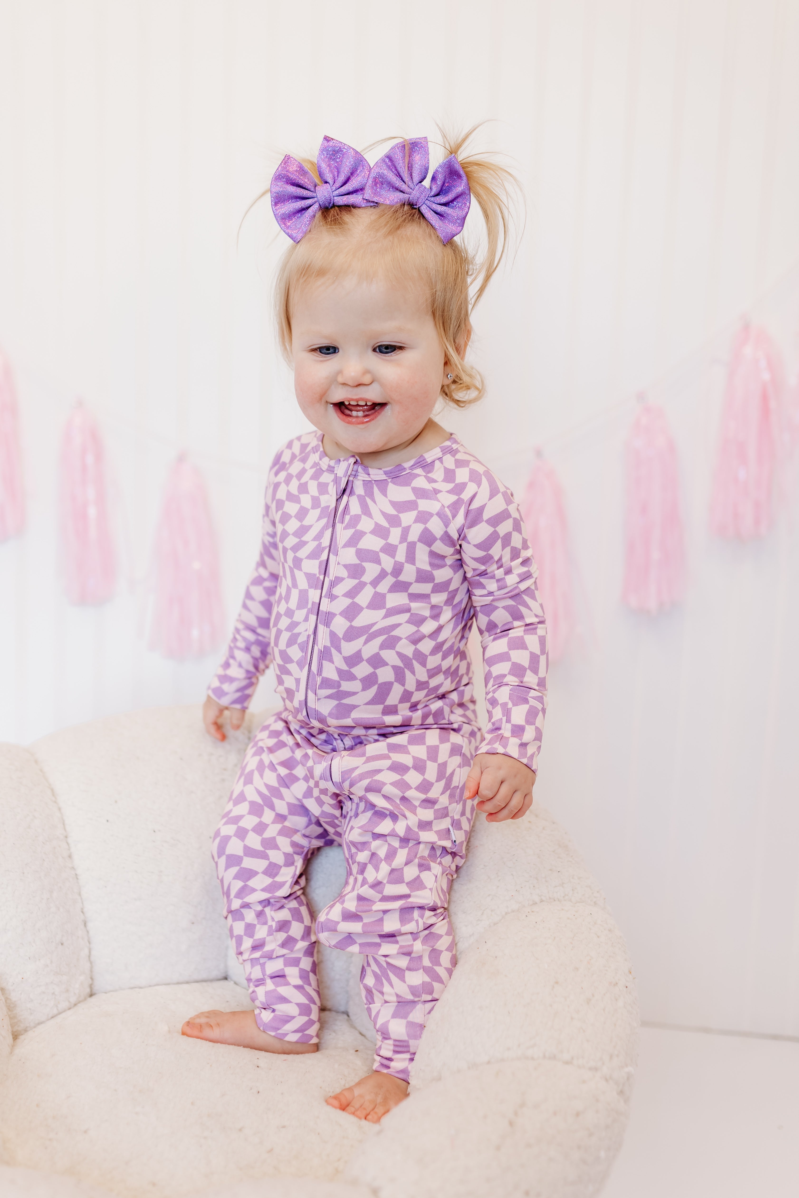 Plum Checkers Dream Romper