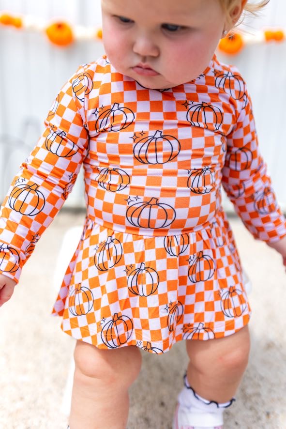 Pumpkin Checks Dream Bodysuit Dress